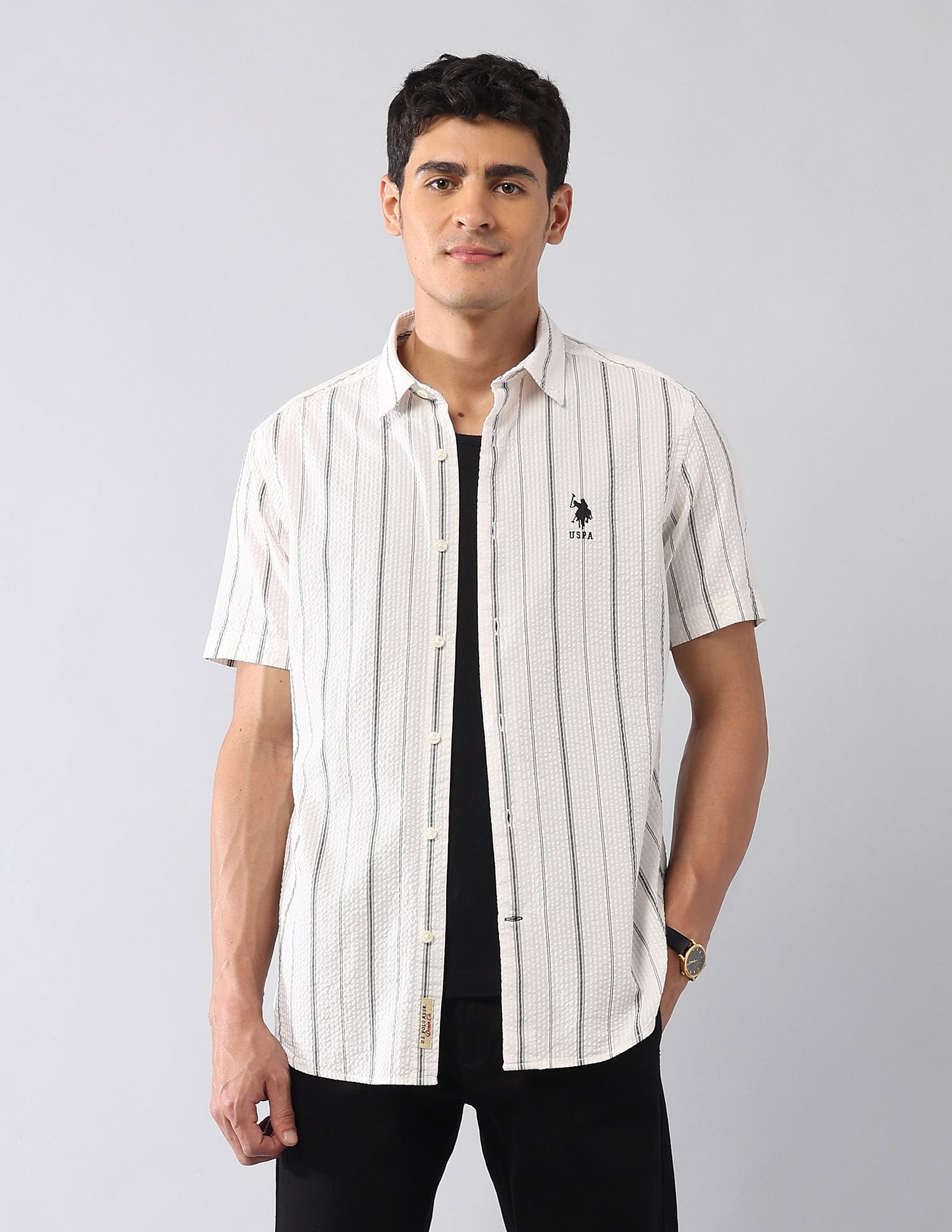 U.S. Polo Assn. Denim Co. Vertical Striped Seersucker Regular Fit Shirt