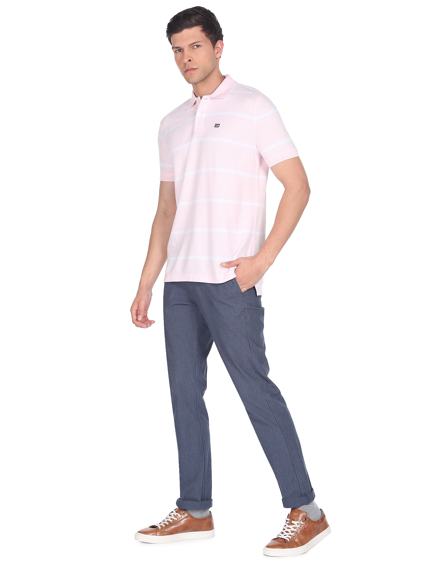 Arrow Sports Pocket Striped Polo Shirt