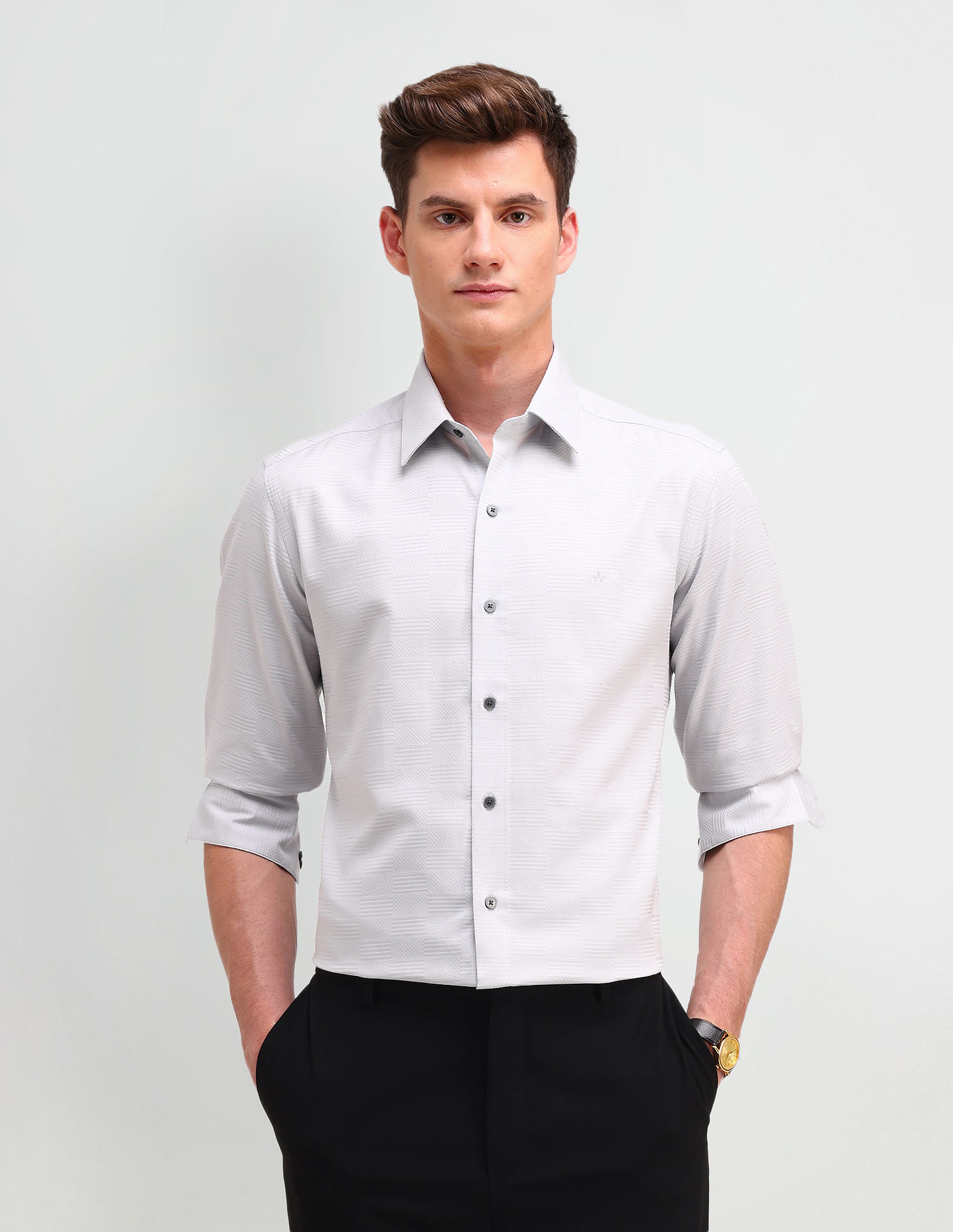 Arrow Newyork Slim Fit Textured Pattern Shirt