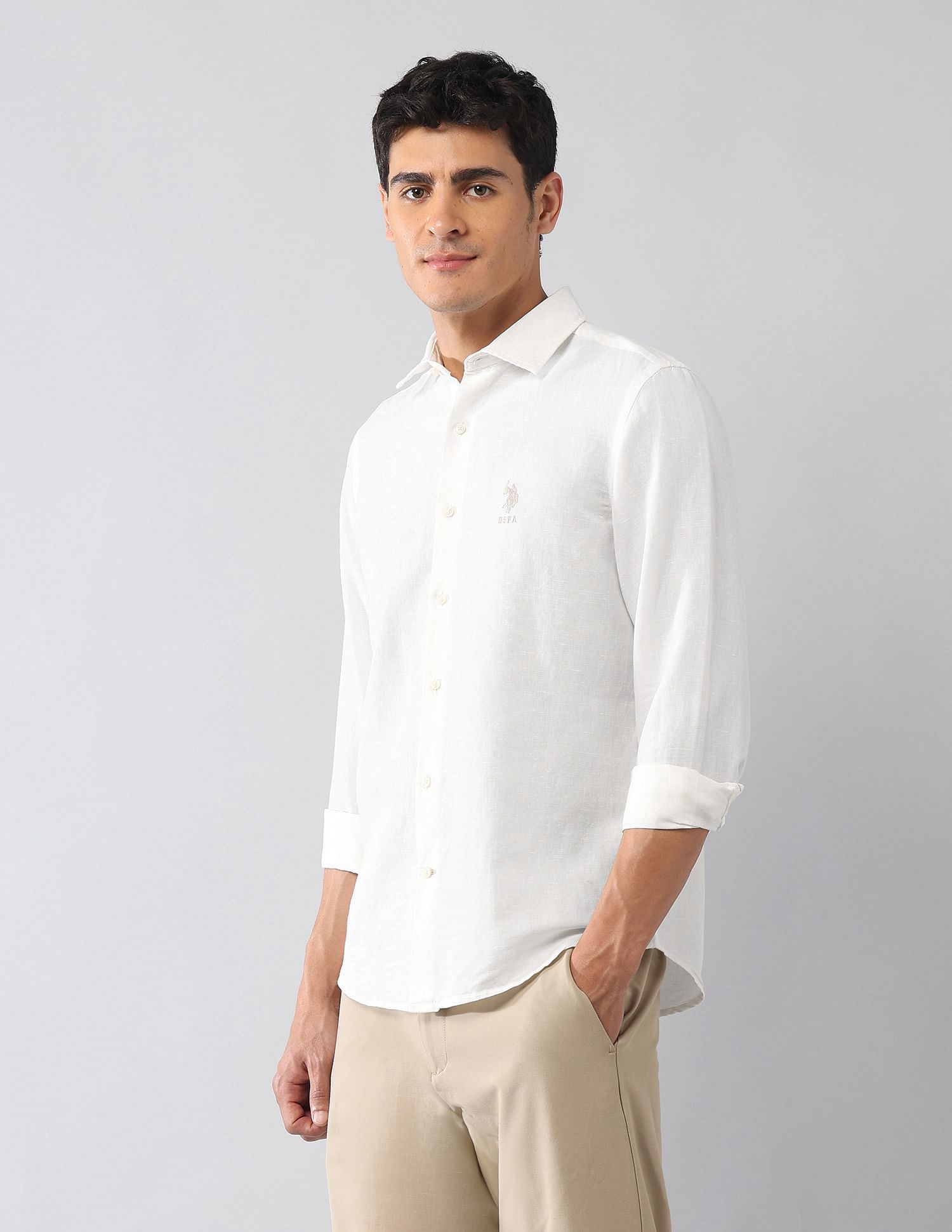 U.S. Polo Assn. Denim Co. Solid Poplin Regular Fit Shirt