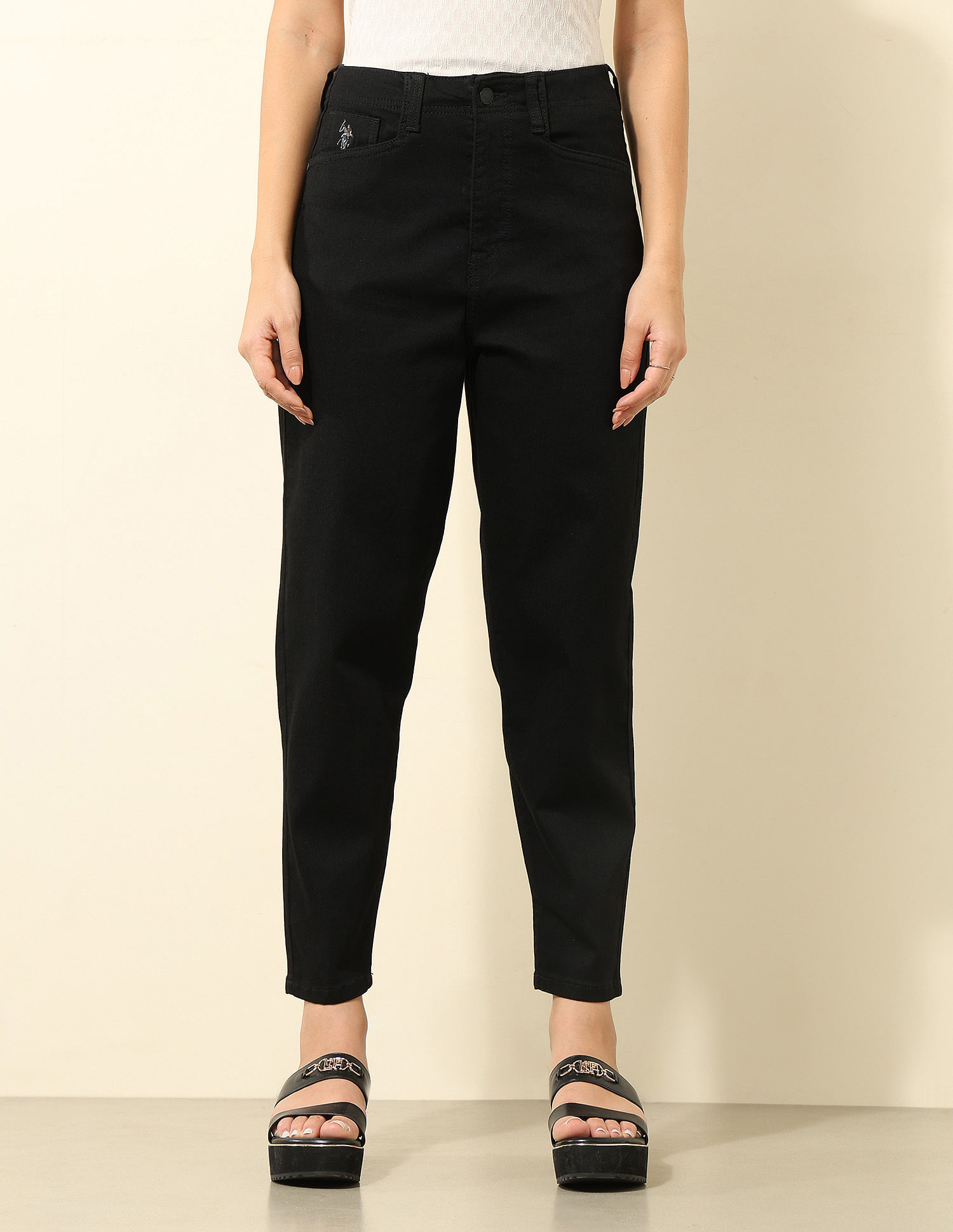 U.S. Polo Assn. Women High Rise Carrot Fit Cargo Jeans