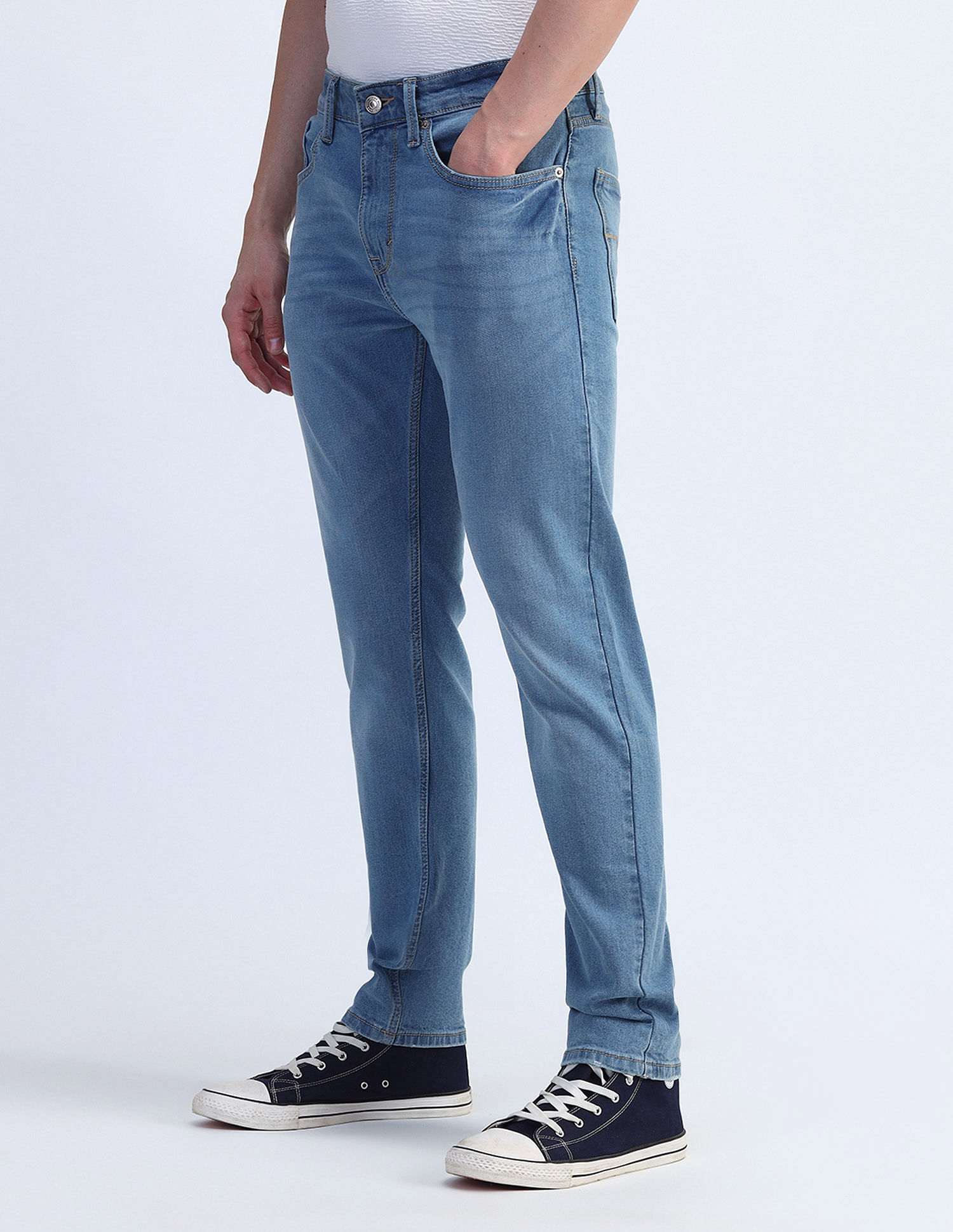 Flying Machine Slash Slim Tapered Fit Jeans