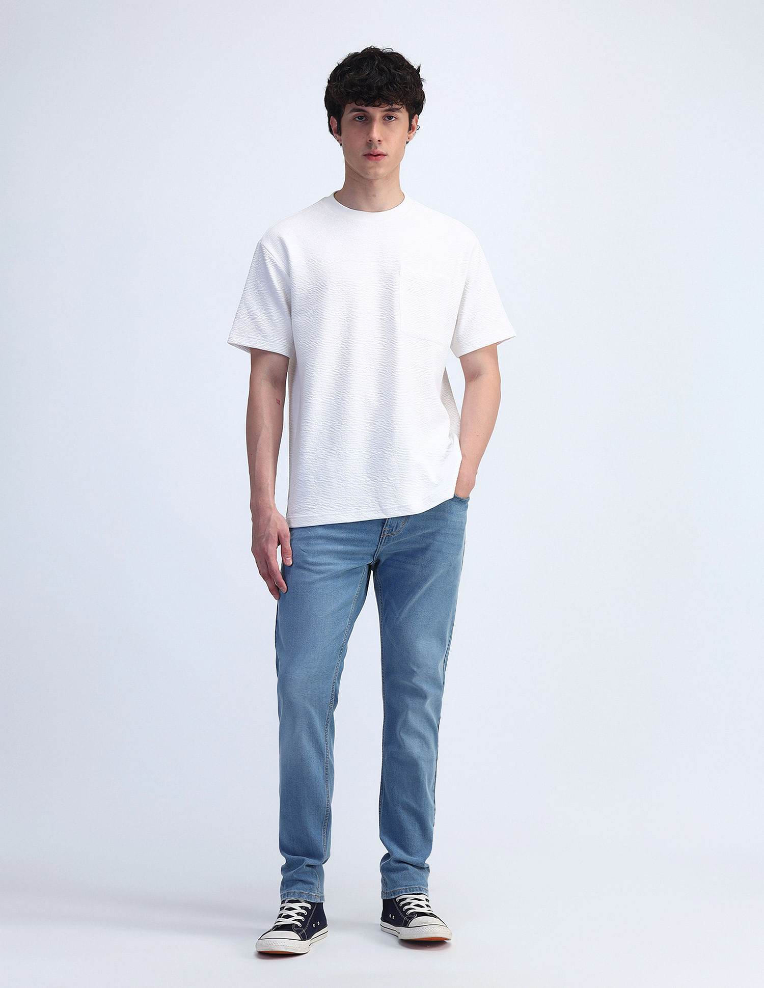 Flying Machine Slash Slim Tapered Fit Jeans