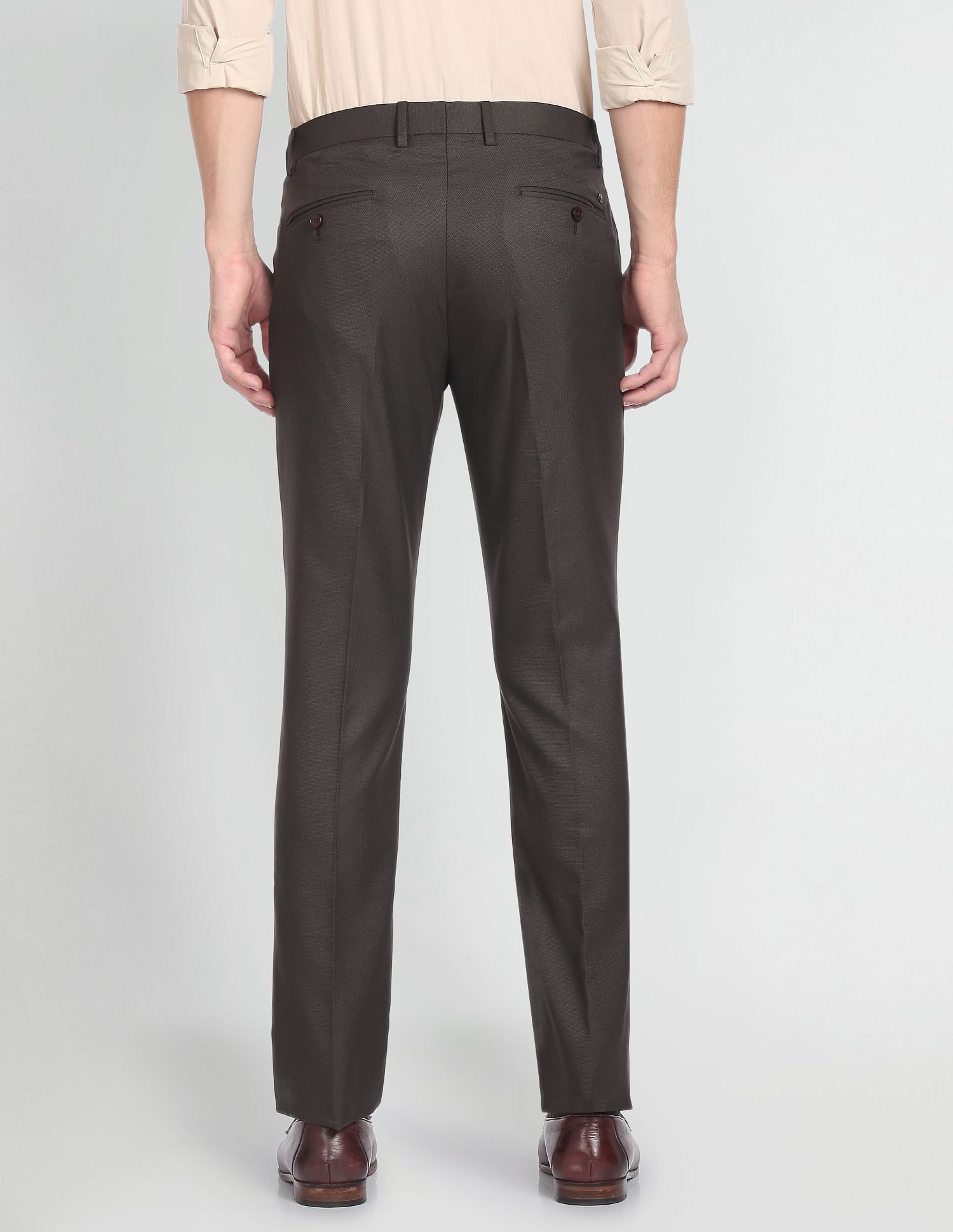 Arrow Hudson Tailored Regular Fit Dobby Formal Trousers