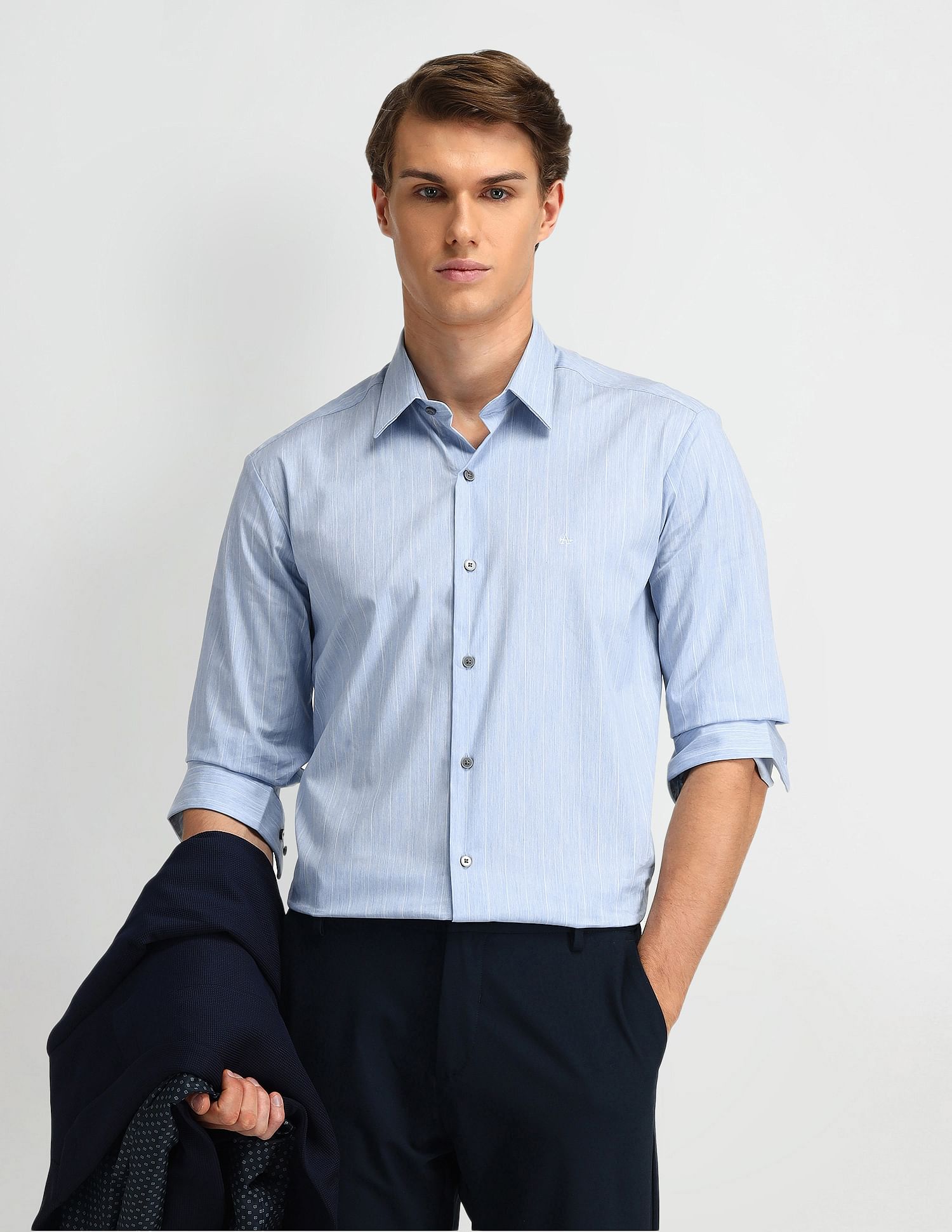 Arrow Newyork Pinstriped Slim Fit Shirt