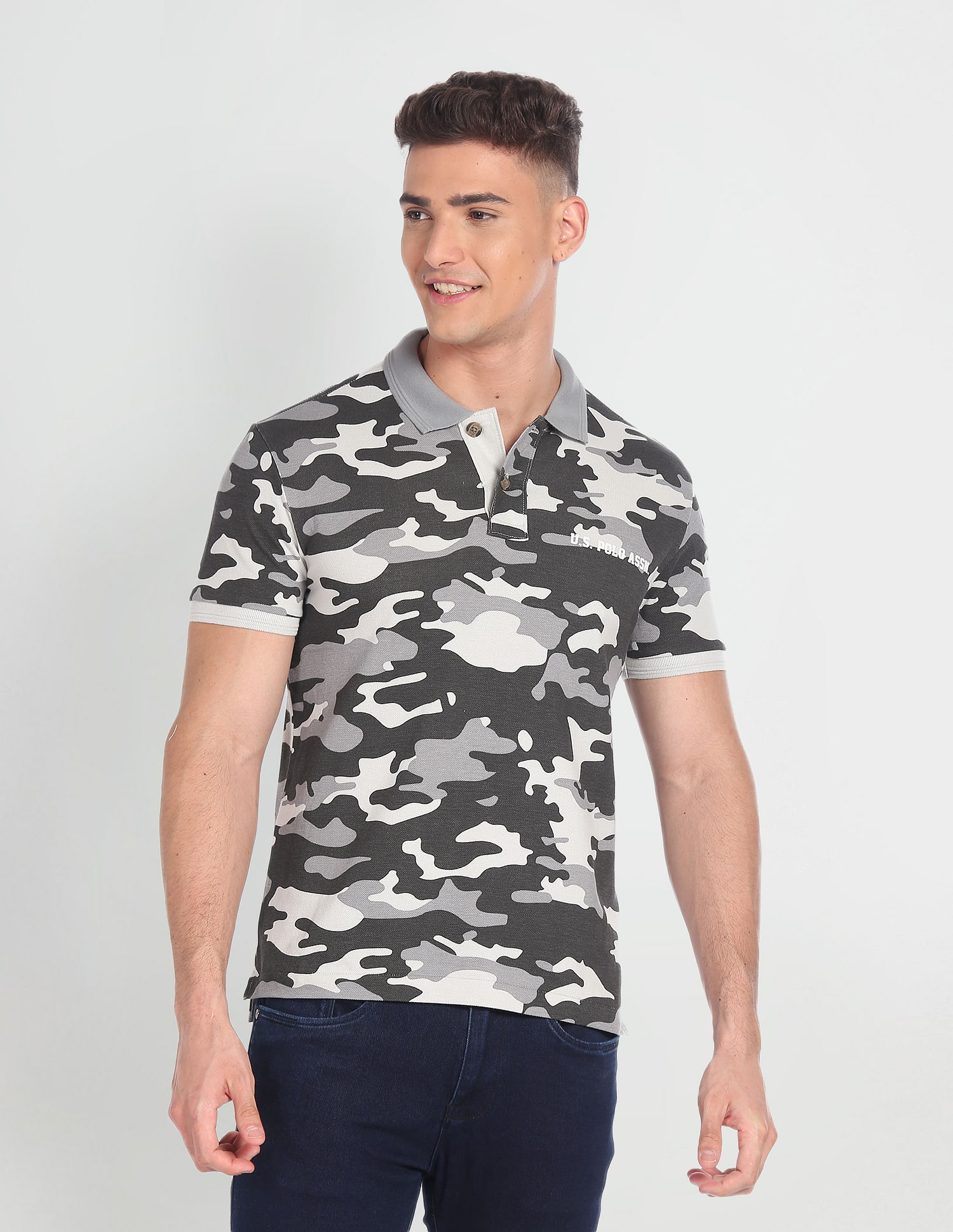 U.S. Polo Assn. Denim Co. Camouflage Print Cotton Polo Shirt