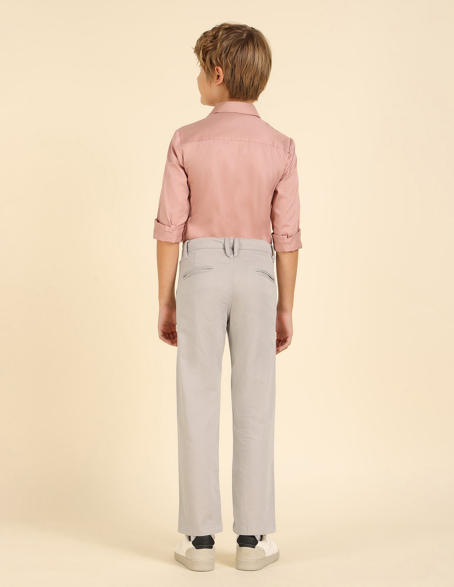 U.S. Polo Assn. Kids Boys Solid Slim Fit Trousers