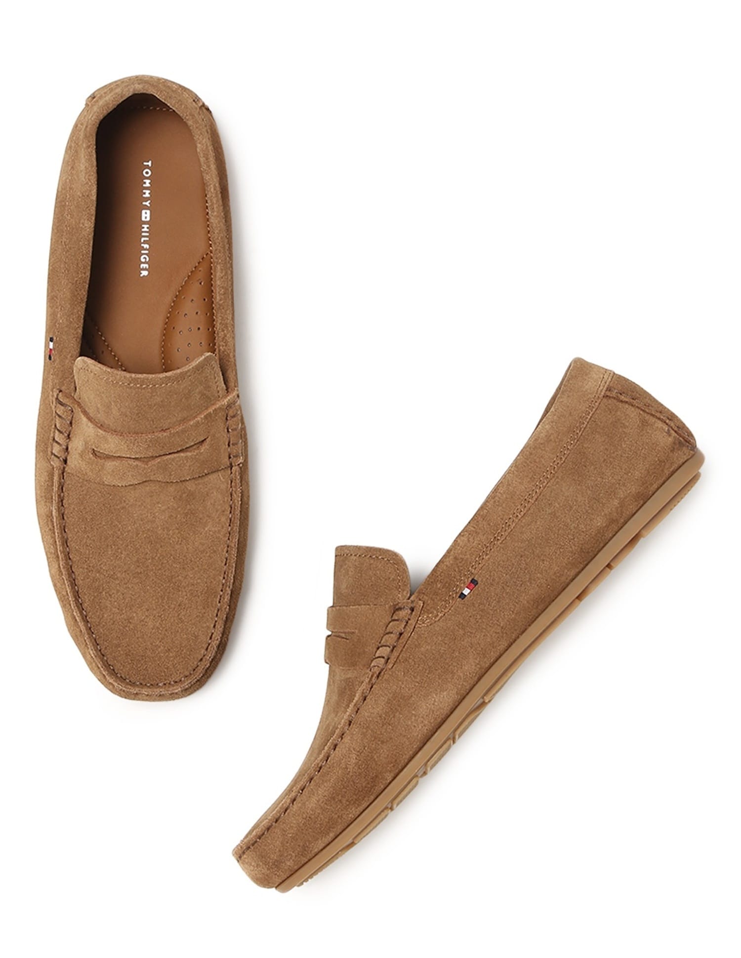 Buy Tommy Hilfiger Solid Brown Leather Loafers