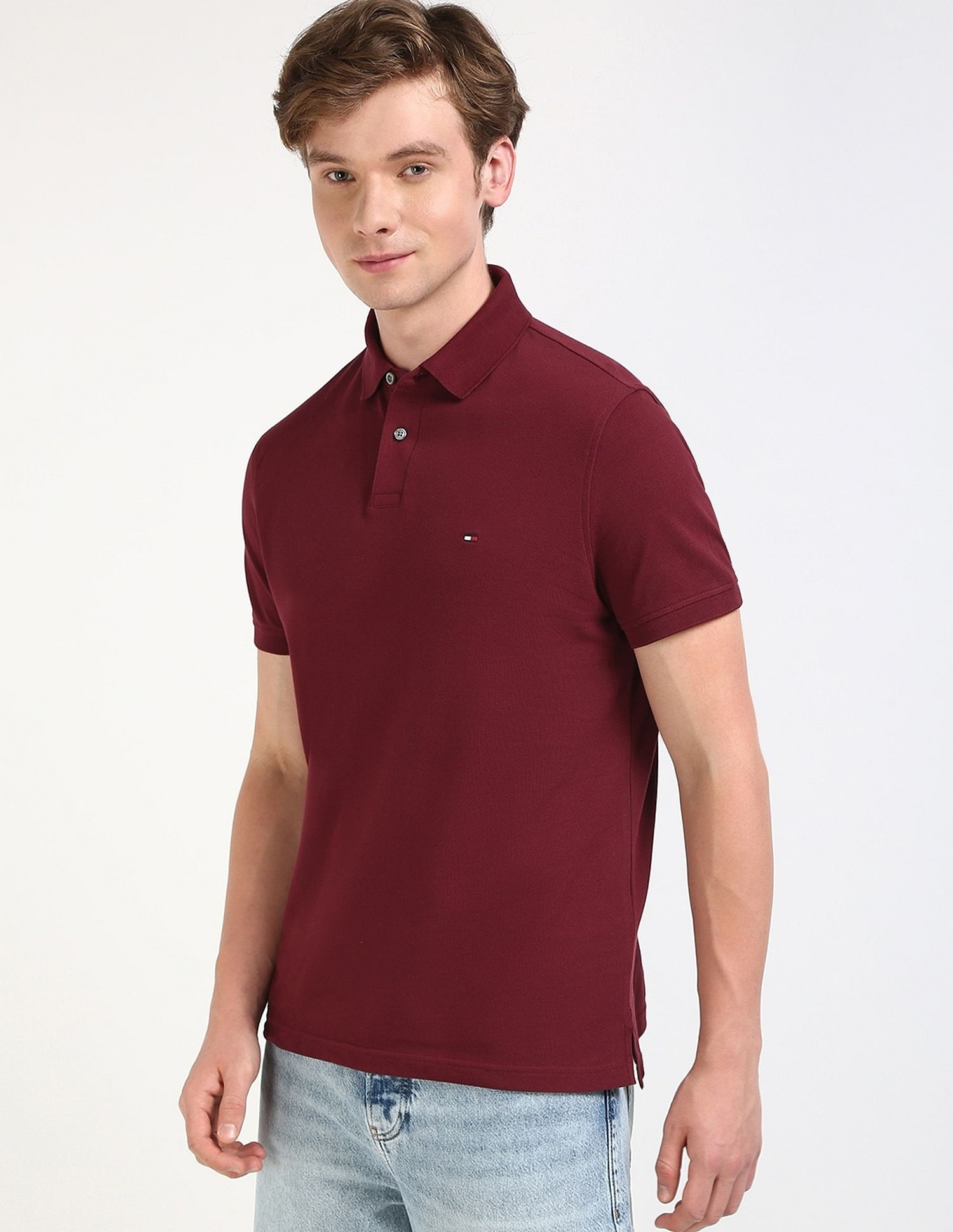 Tommy Hilfiger Solid Regular-Fit Cotton Polo T-Shirt