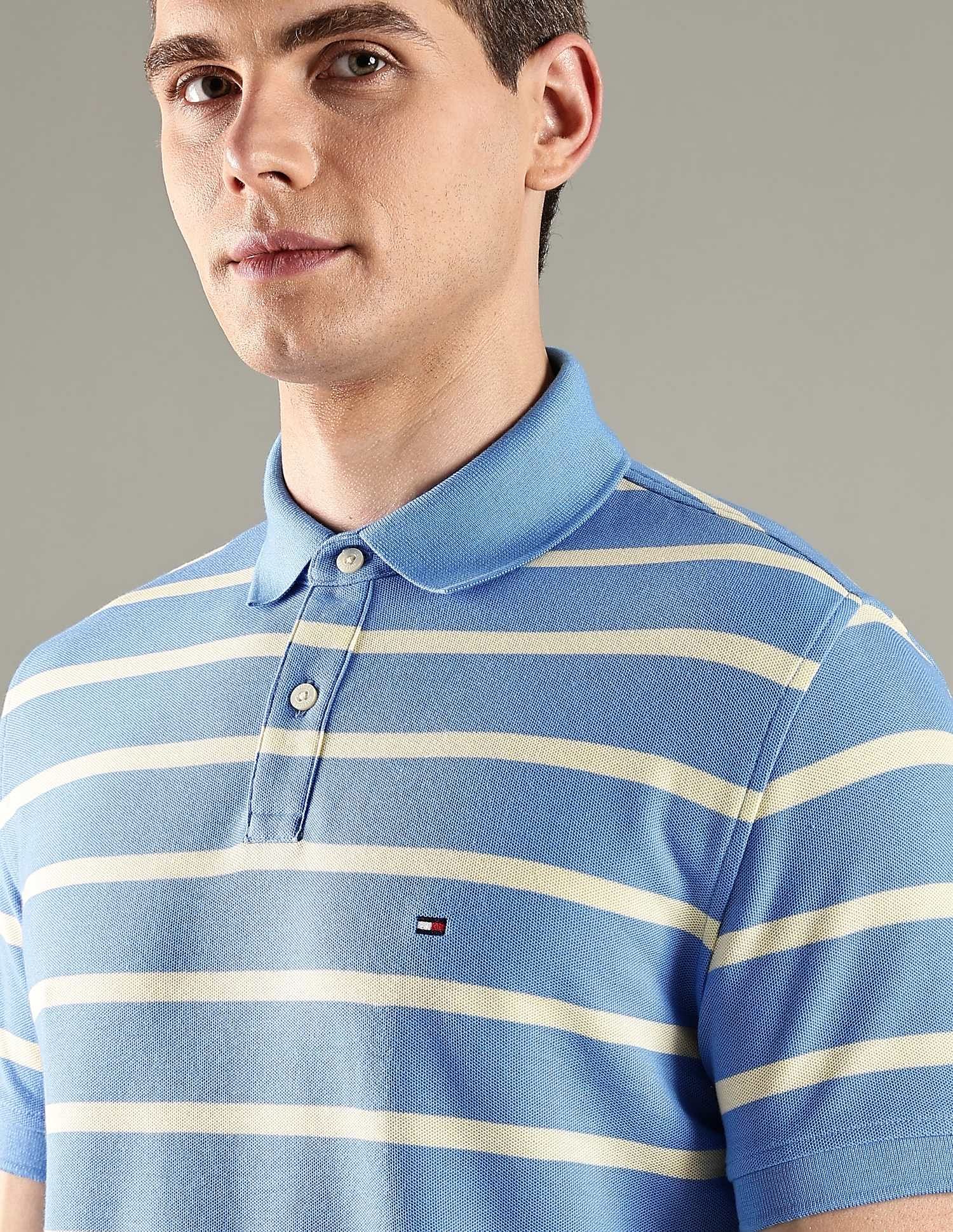Tommy Hilfiger Striped Regular Fit Cotton Polo T-Shirt
