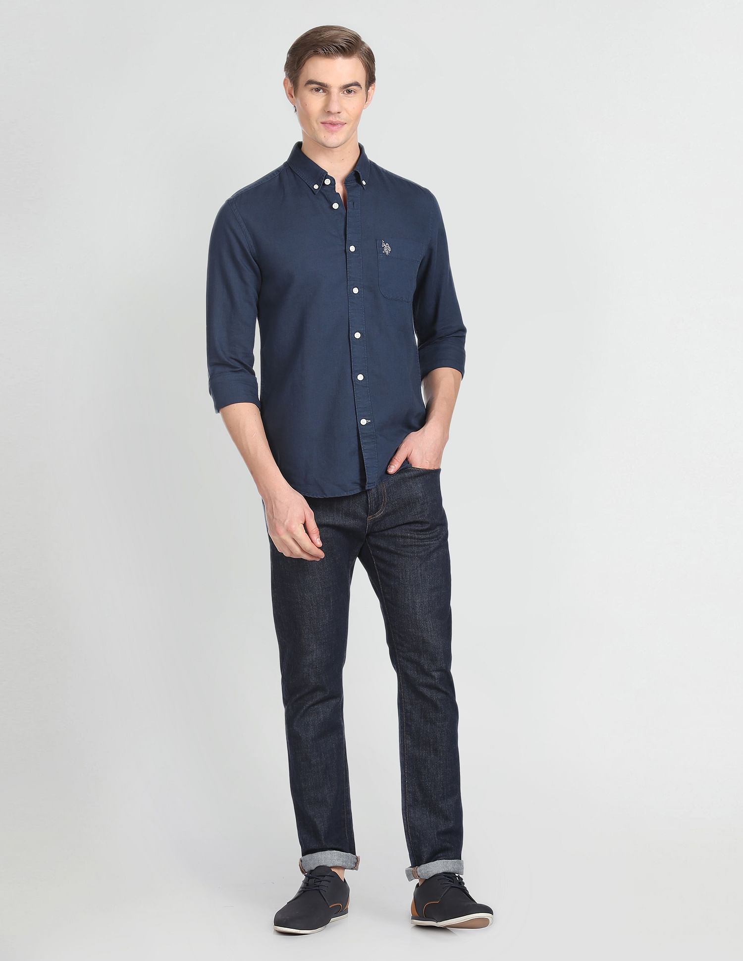 U.S. Polo Assn. Denim Co. Solid Linen Cotton Shirt