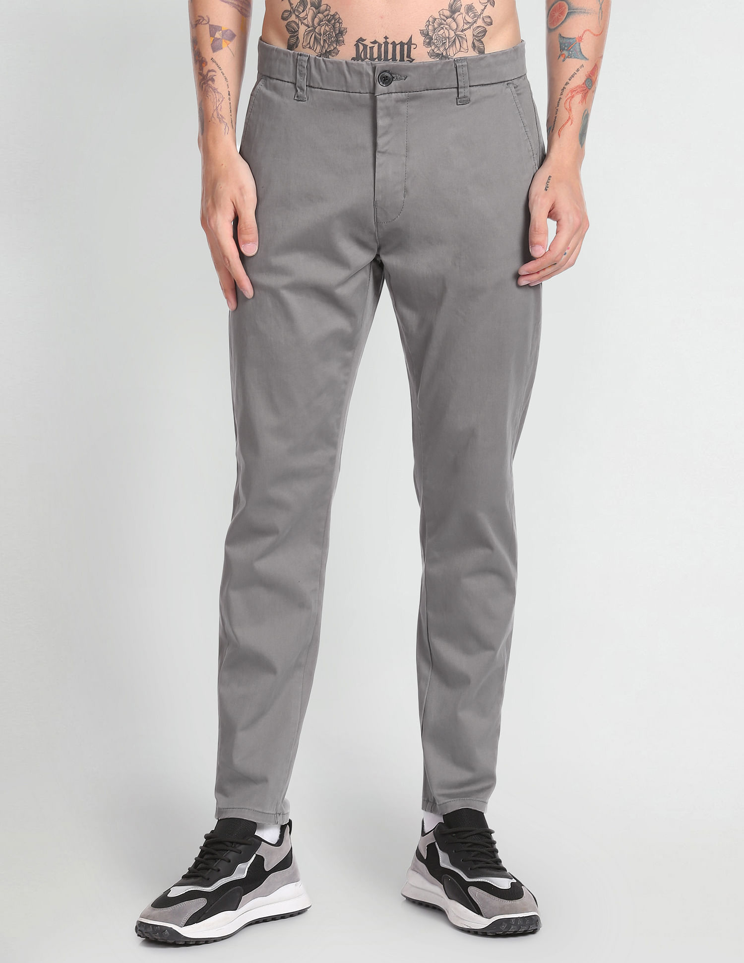 Flying Machine Mid Rise Slim Tapered Trousers