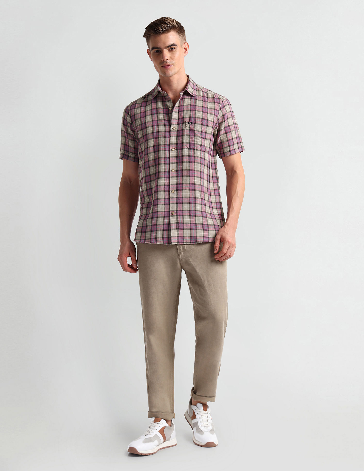 Arrow Sports Short Sleeve Tartan Check Shirt