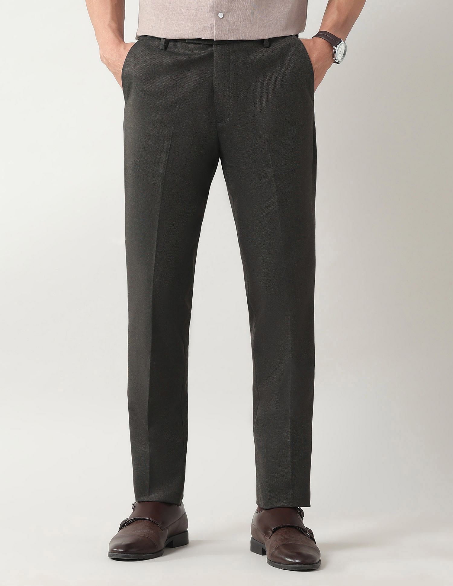 Arrow Mid Rise Slim Fit Trousers