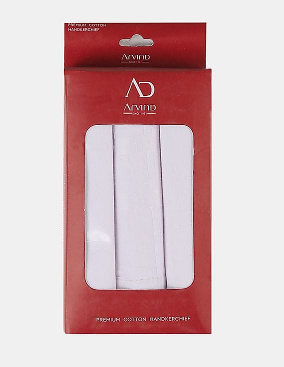 Buy AD by Arvind Solid Cotton Handkerchief - Pack Of 3 - NNNOW.com