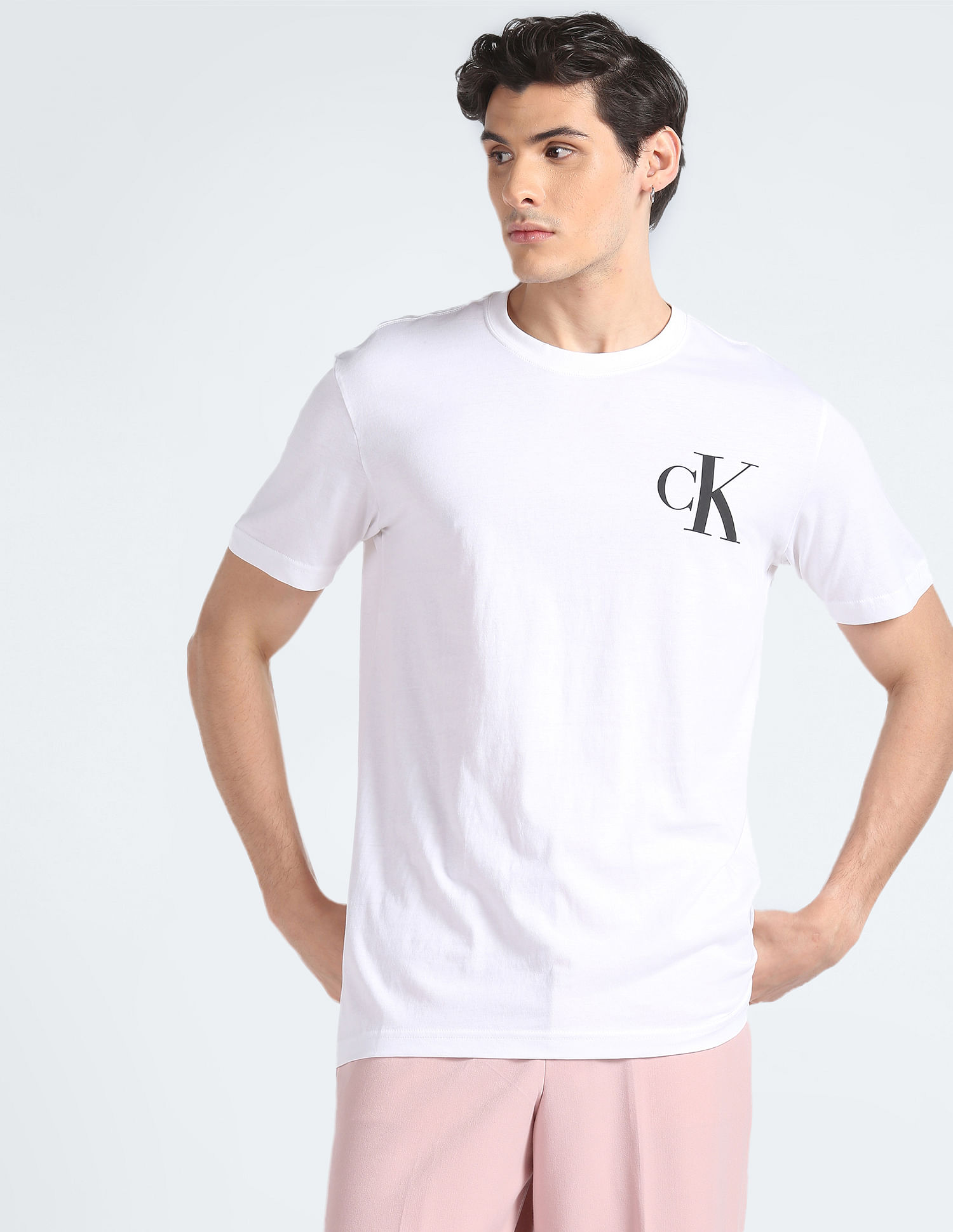Calvin Klein Transitional Cotton Solid Monogram T-Shirt