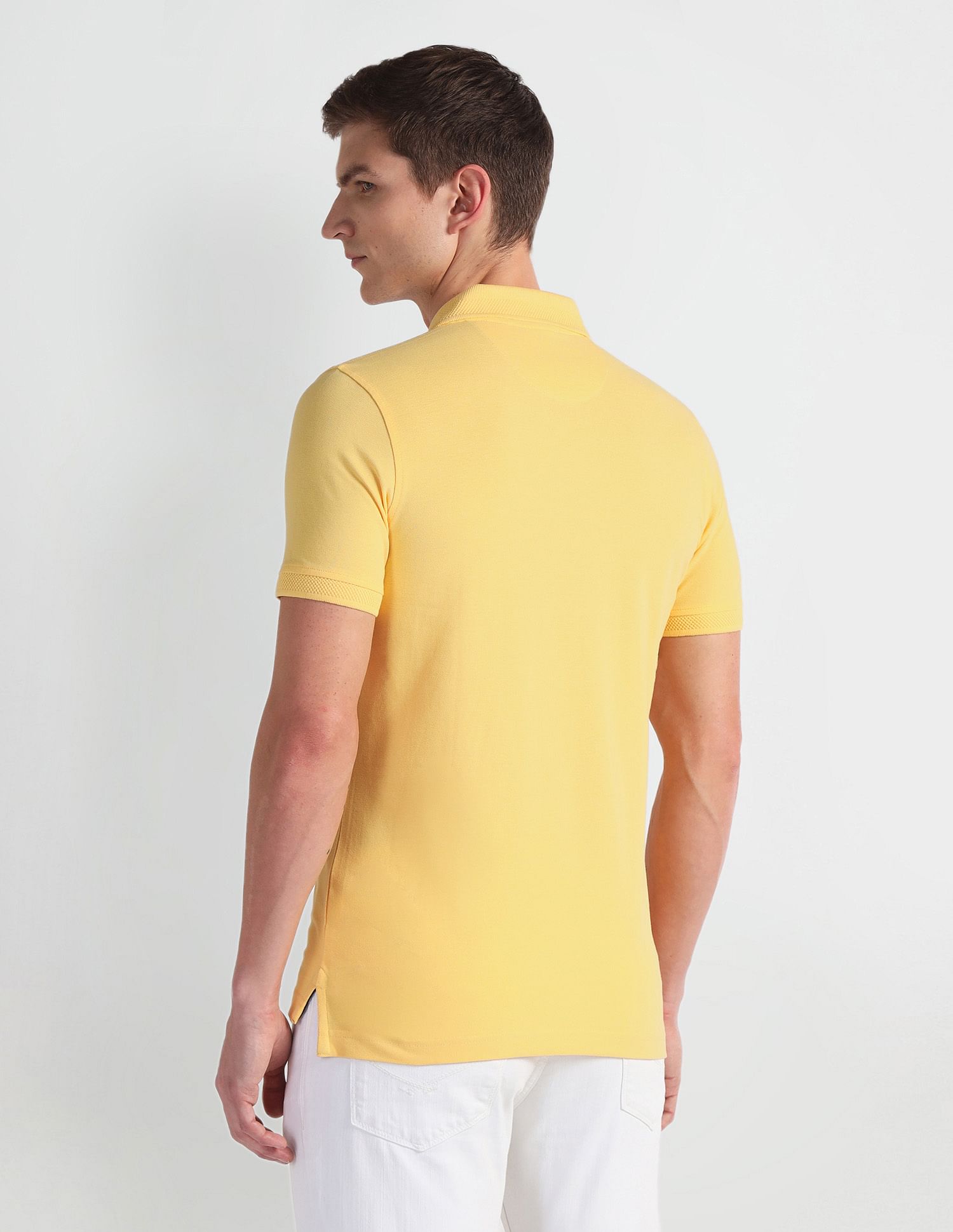 Arrow Sports Patterned Collar Pocket Polo Shirt