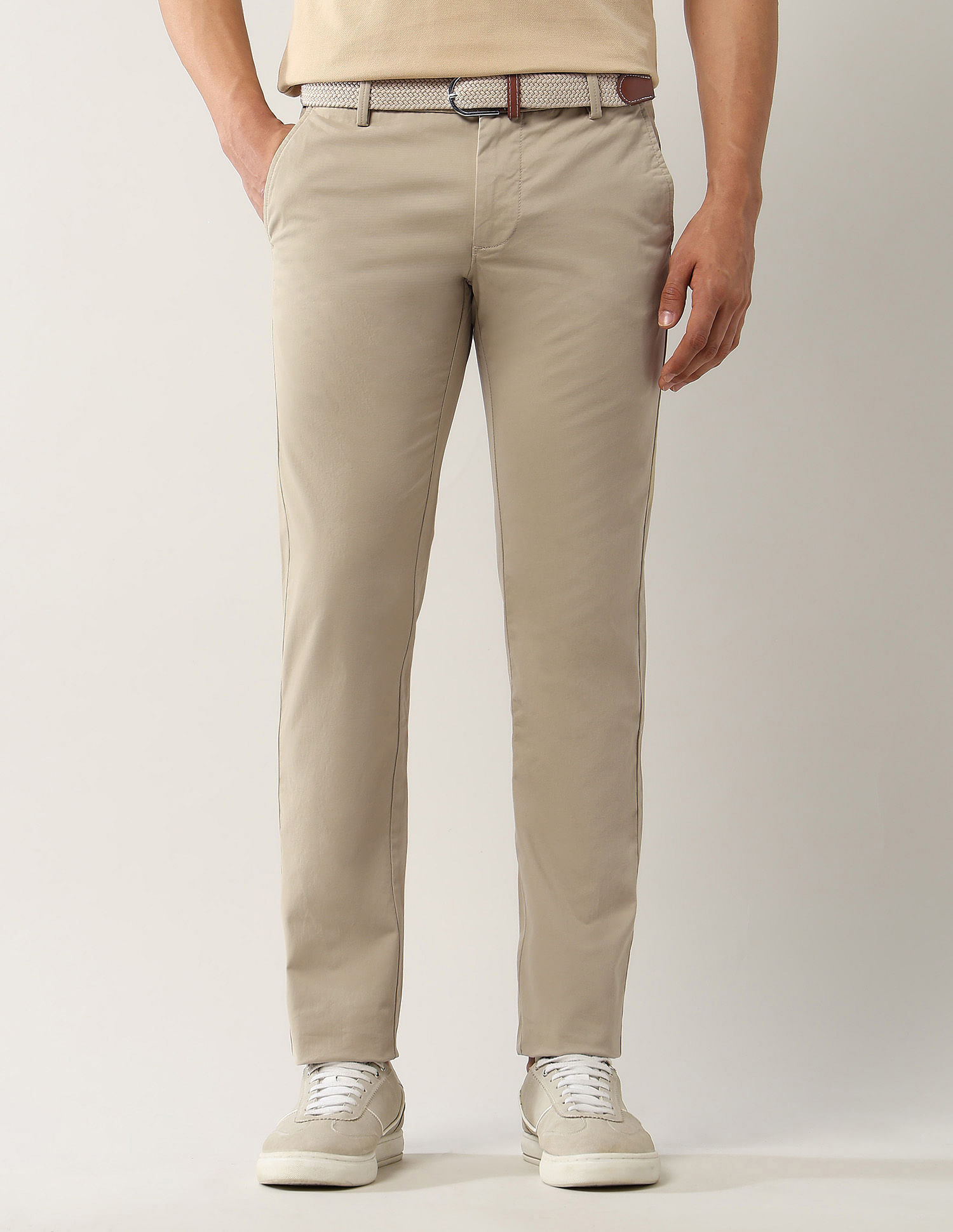 Arrow Sport Twill Slim Fit Solid Chinos