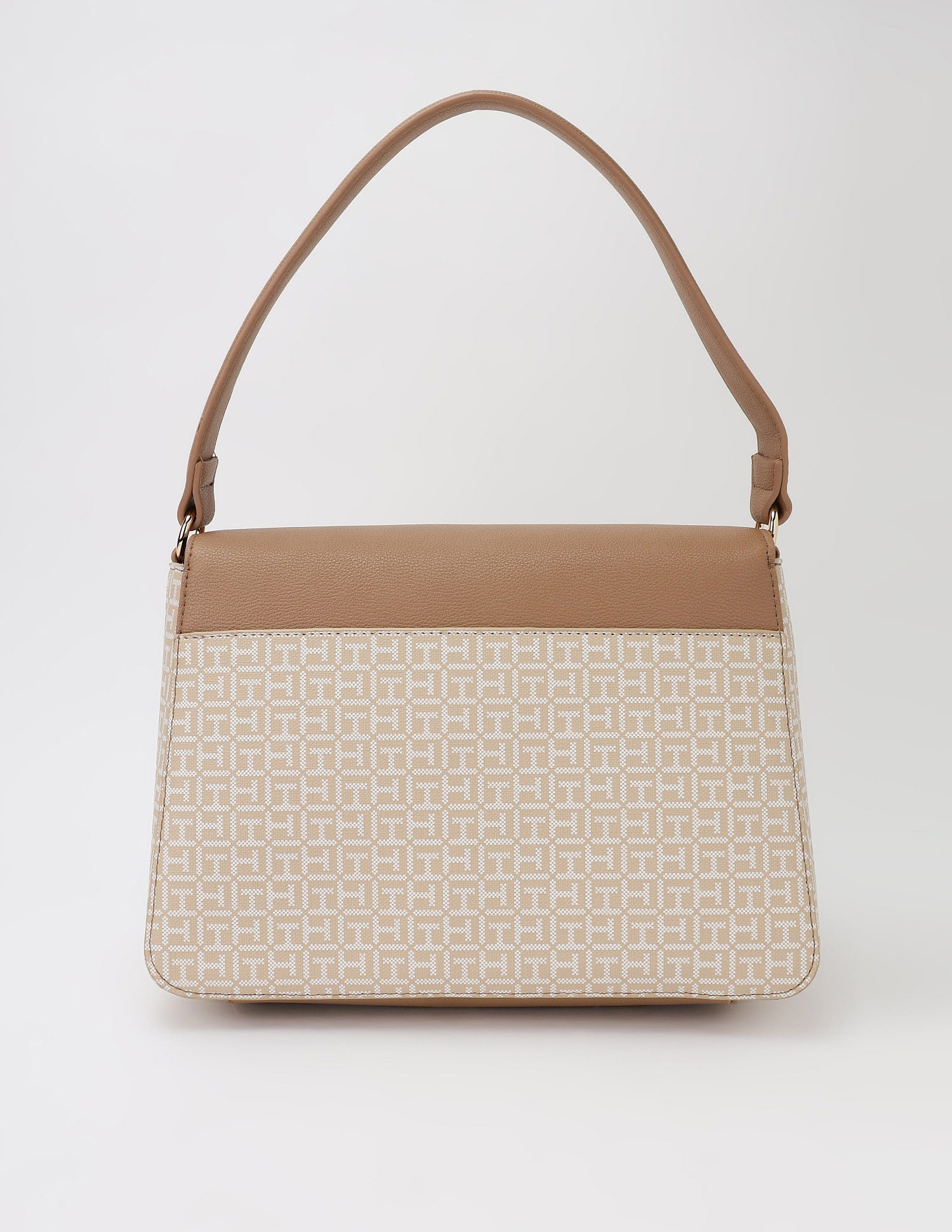 Tommy Hilfiger Logo Beige Pvc Hand Bag