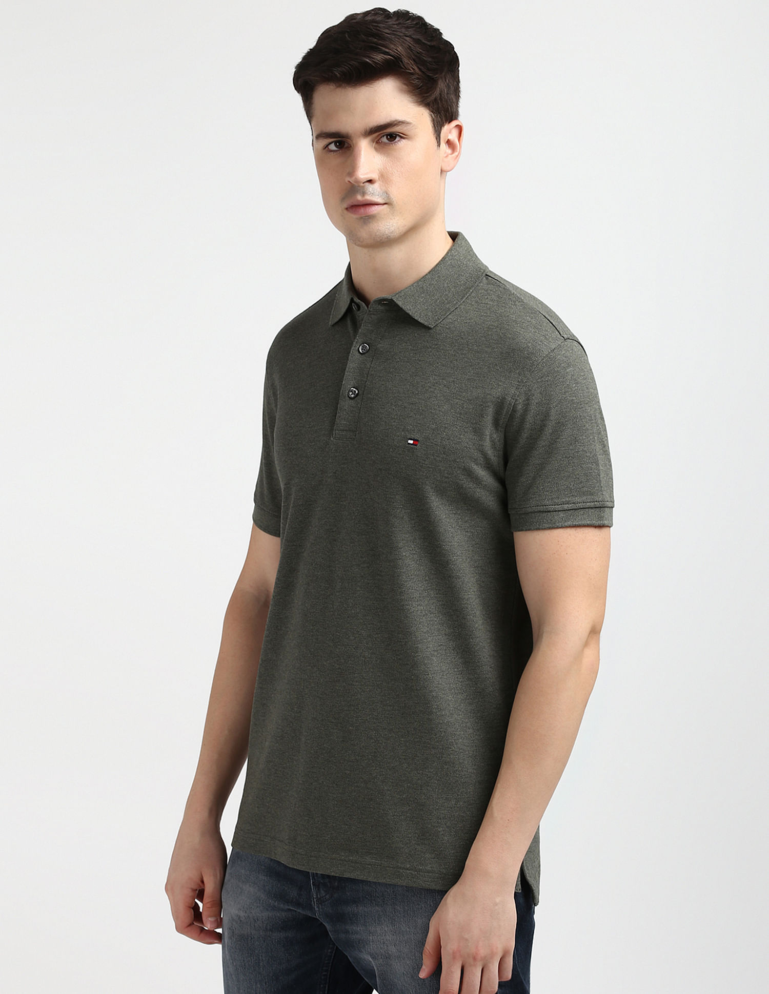 Tommy Hilfiger Slim Fit Heathered Polo Shirt