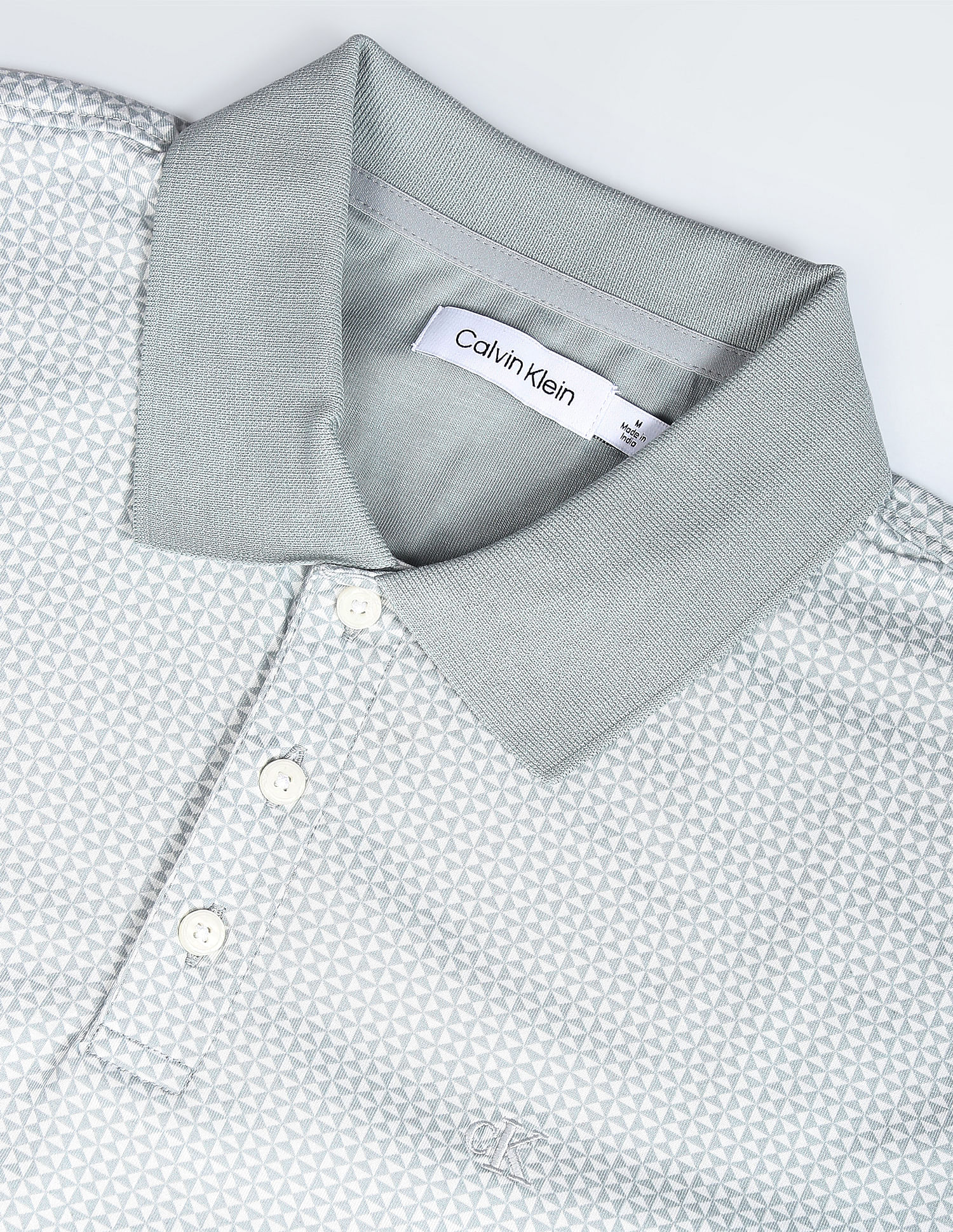 Calvin Klein Smooth Cotton Geometric Print Polo Shirt