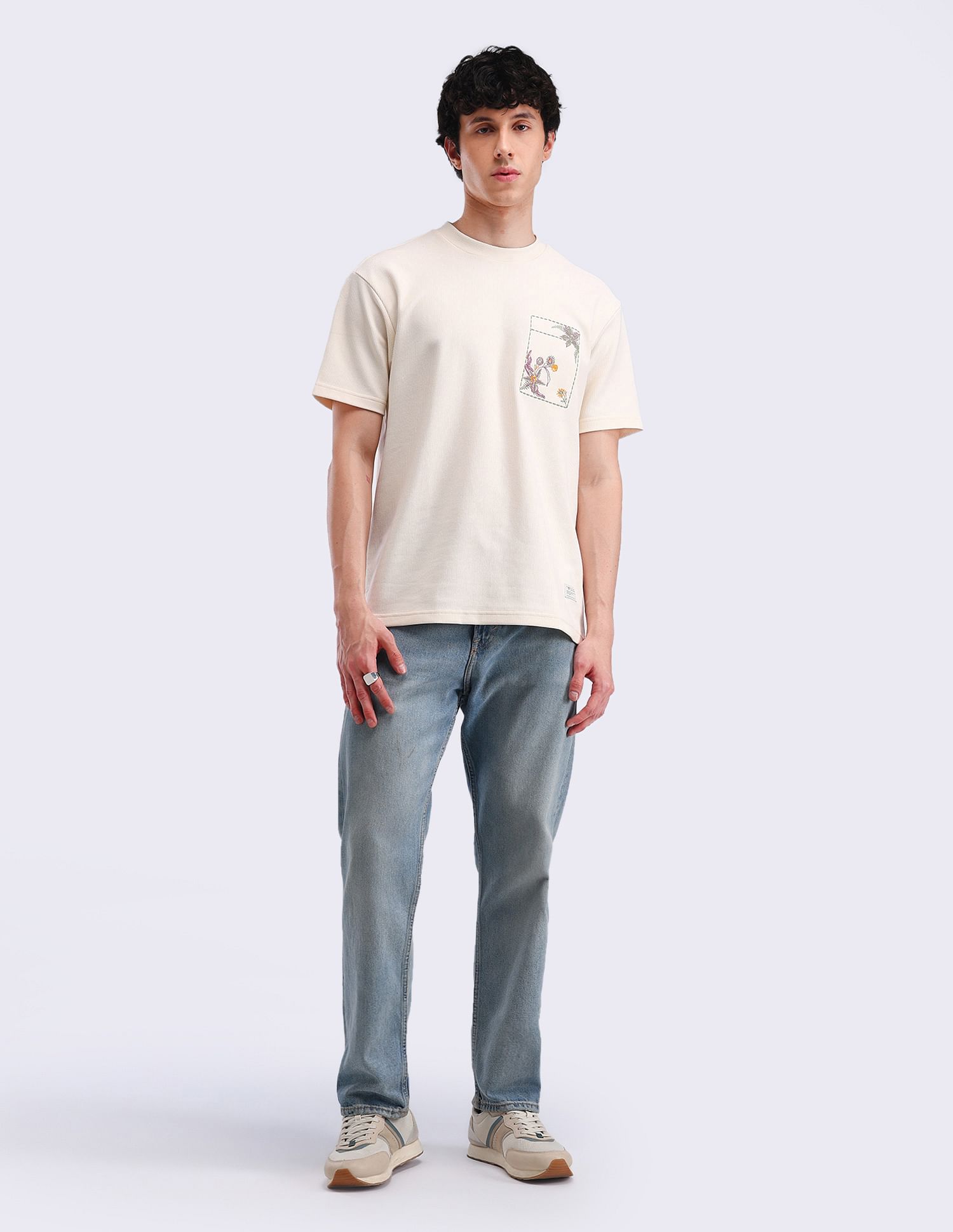 Flying Machine Embroidered Relaxed Fit T-Shirt