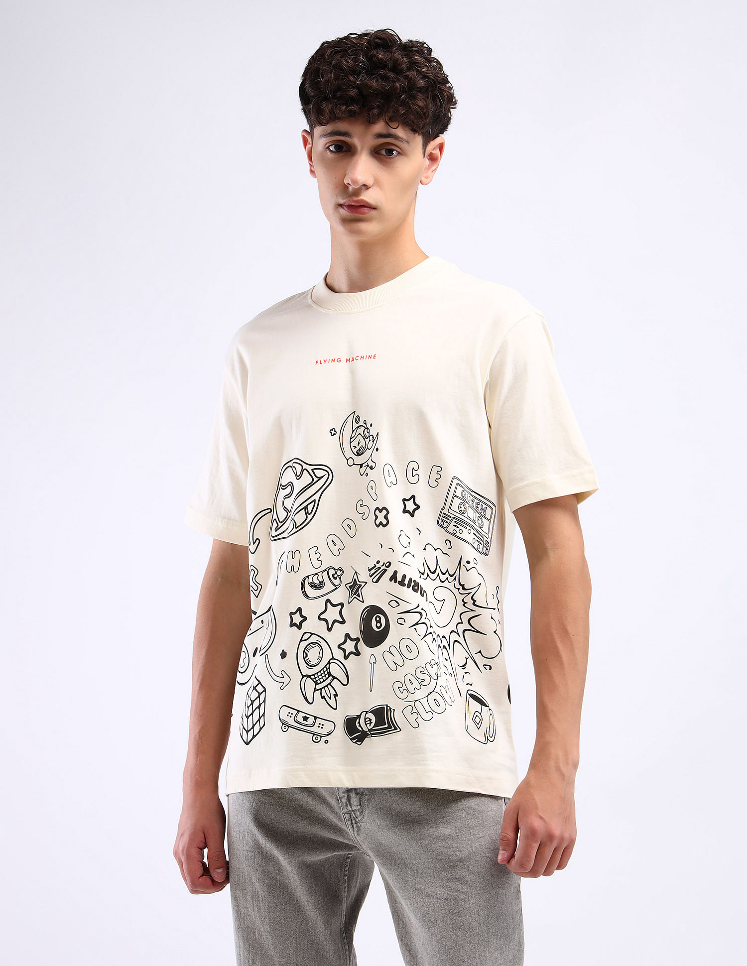 Flying Machine Graphic Print Cotton T-Shirt