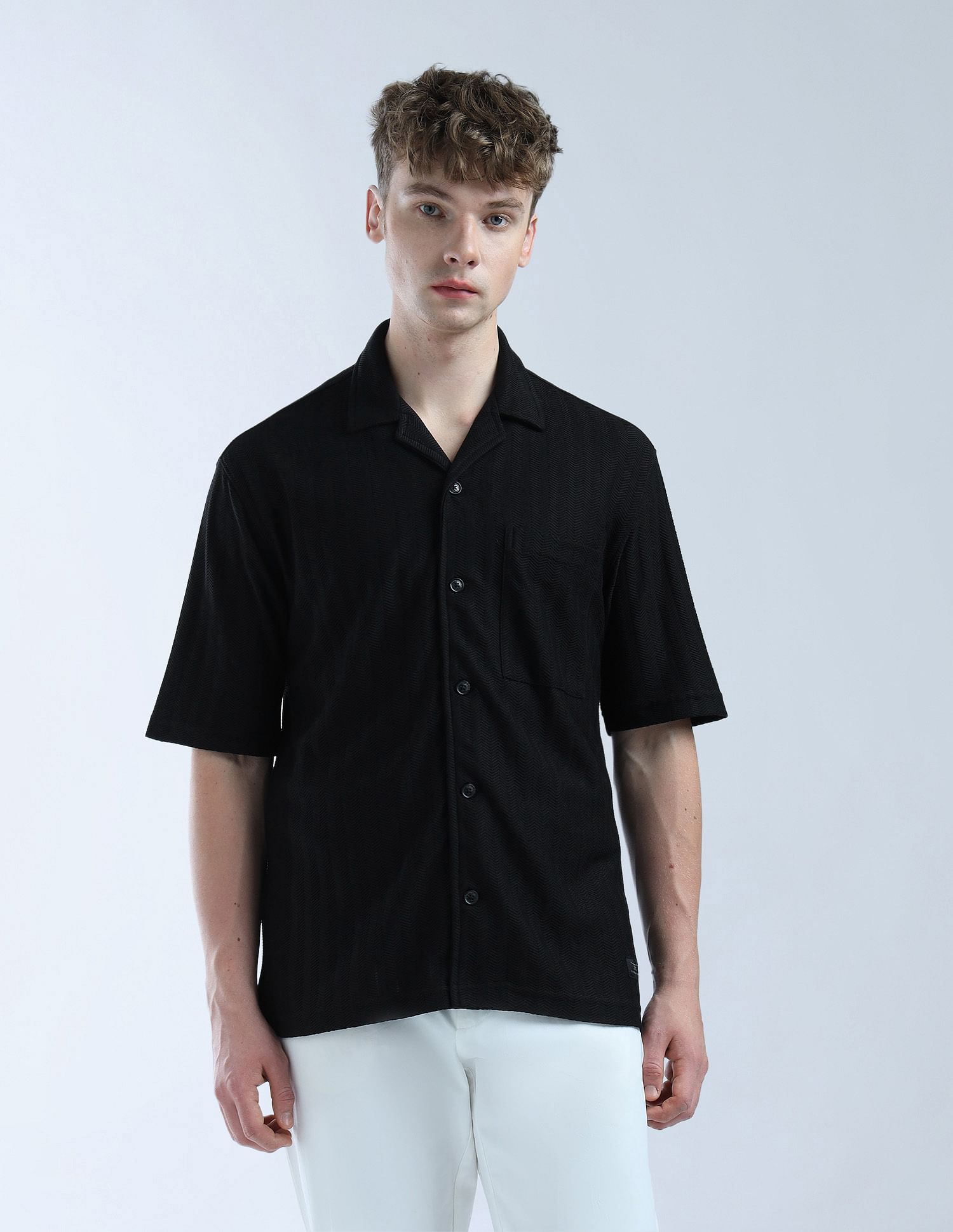 Flying Machine Oversized Fit Textured Color Of Home Shirt