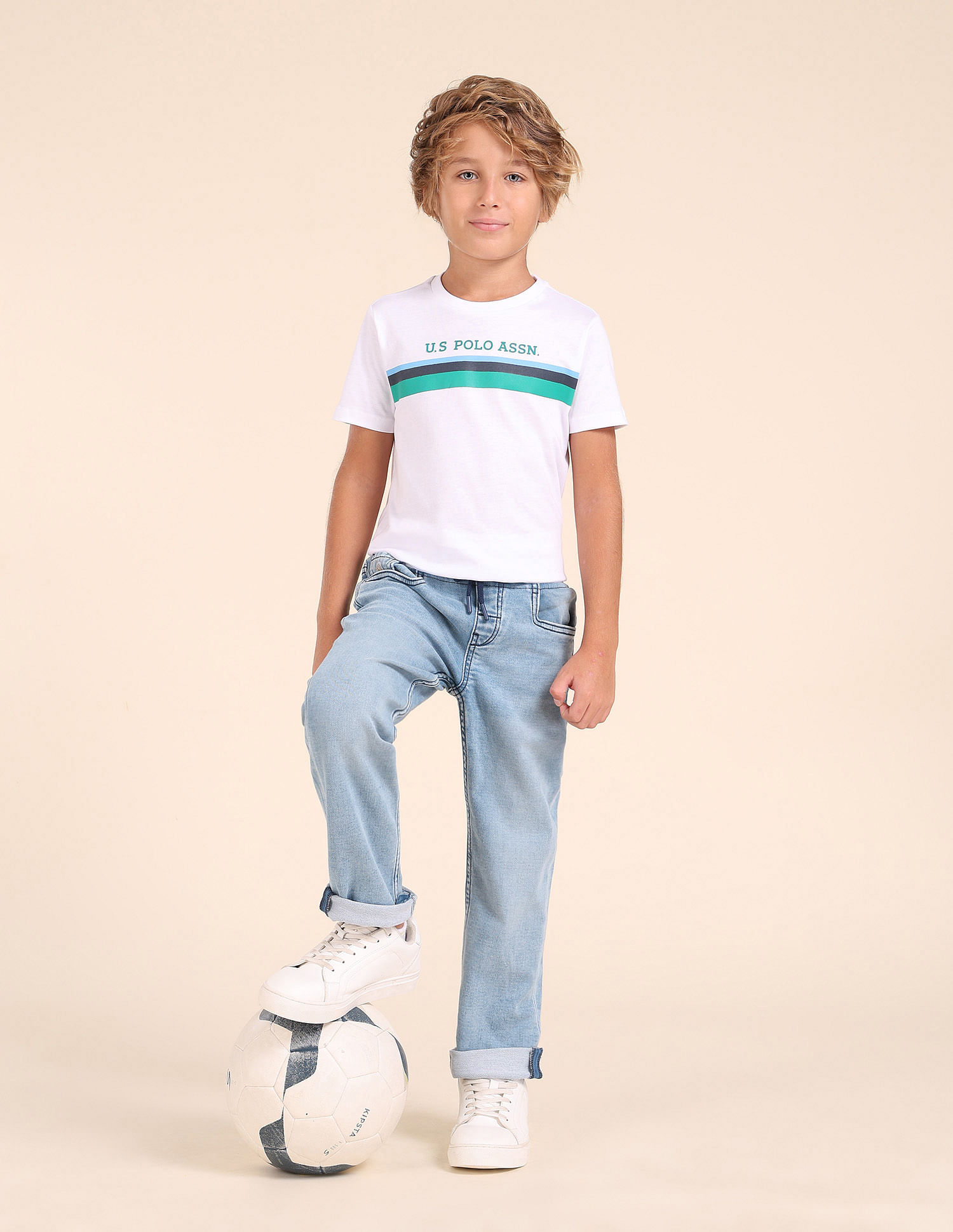 U.S. Polo Assn. Kids Boys Regular Fit Blue Jeans