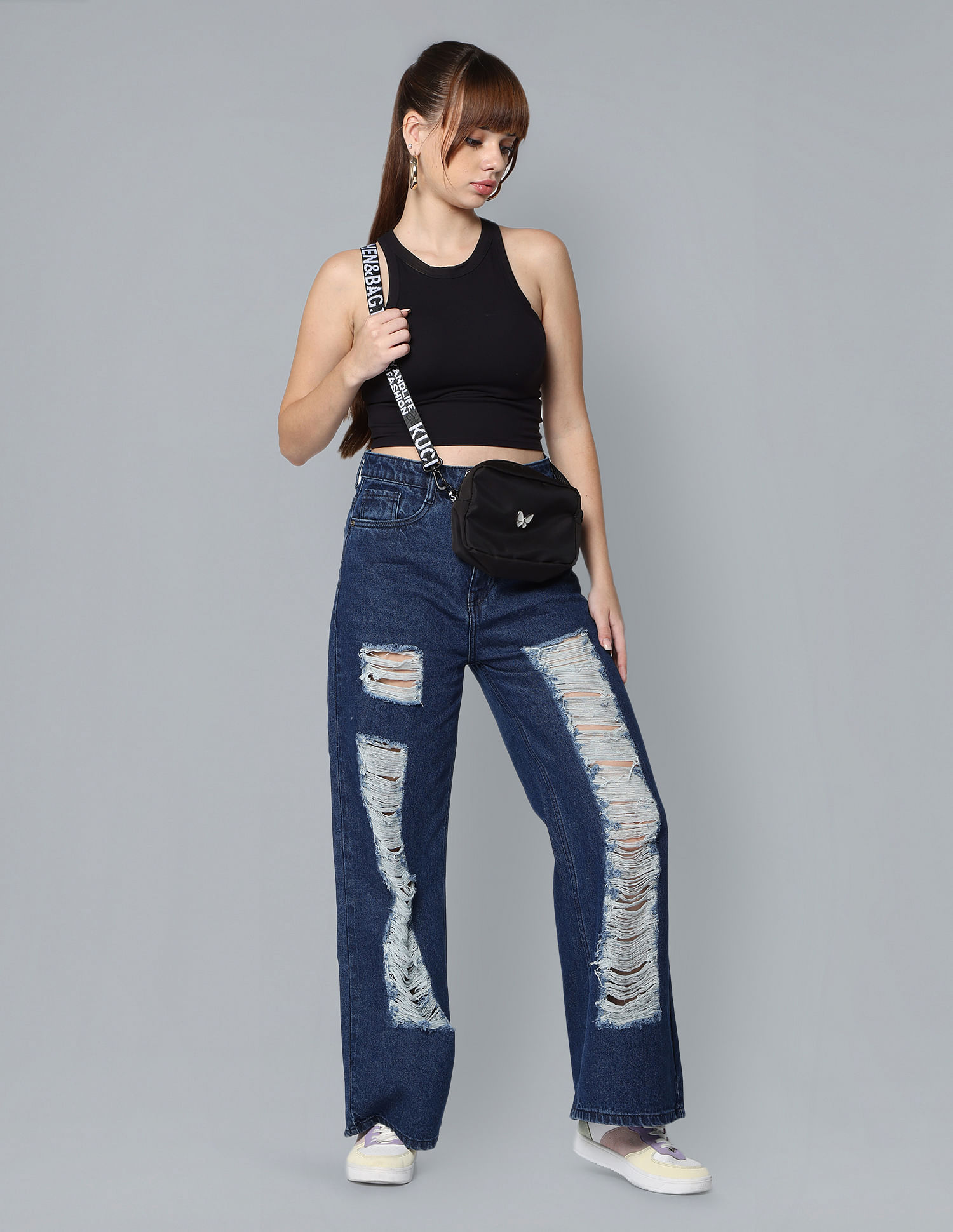 Buy Flying Machine Women High Rise Wide Leg Cargo Jeans - NNNOW.com