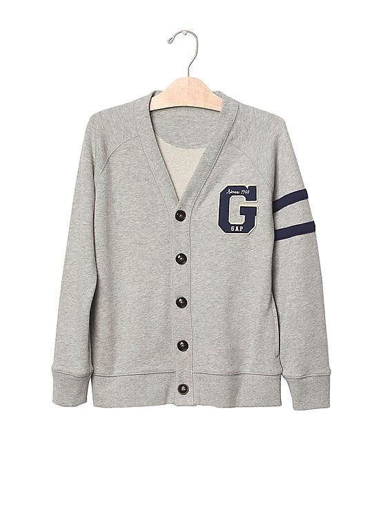 Buy GAP Boys Boys Grey Varsity Logo Cardigan NNNOW