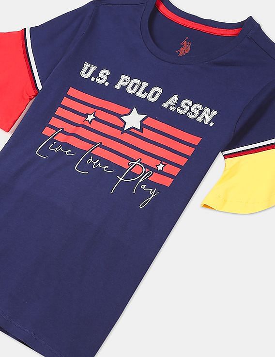 U.S. Polo Assn. Kids Contrast Bell Sleeve Brand Print T-Shirt