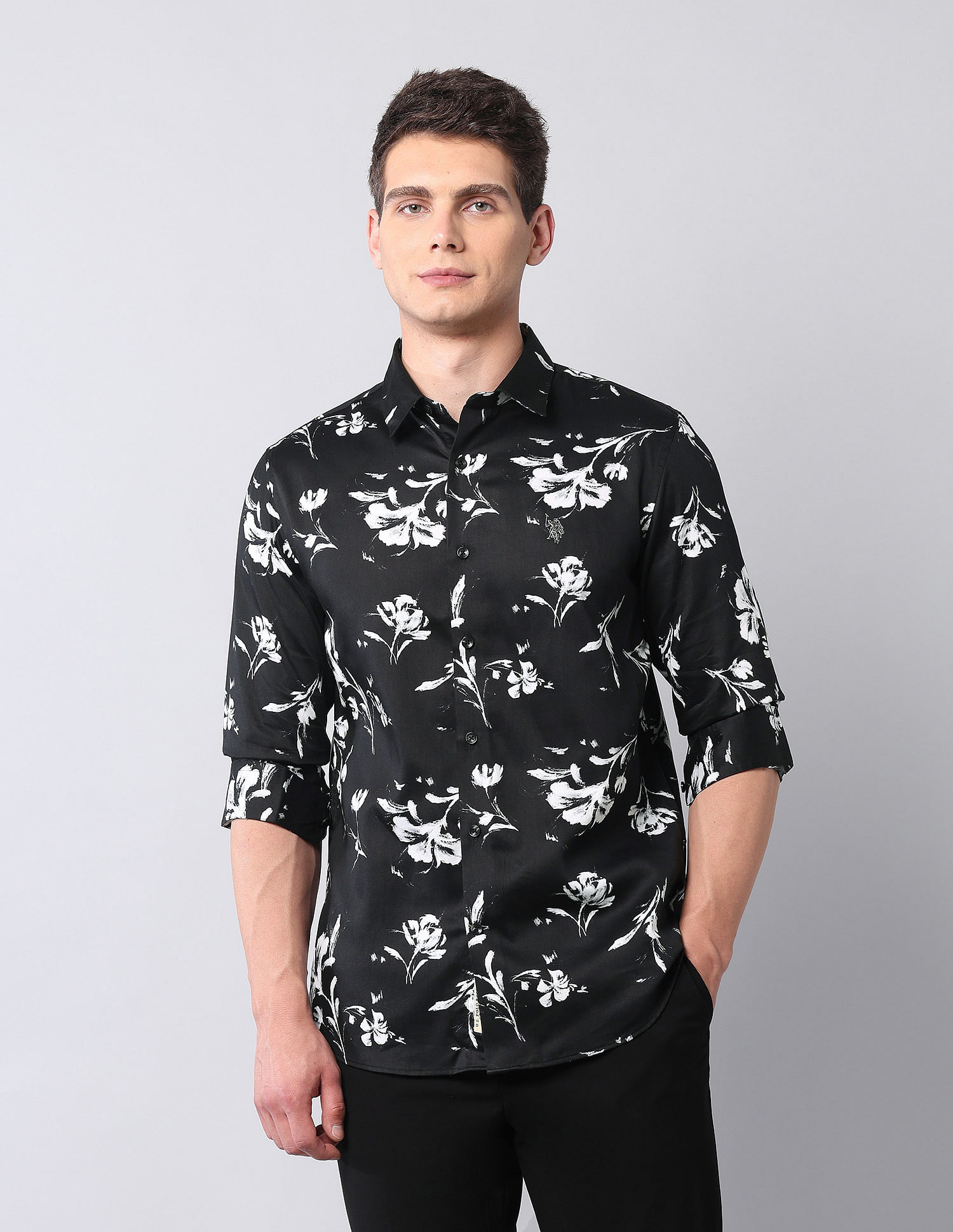 U.S. Polo Assn. Denim Co. Floral Printed Satin Shirt