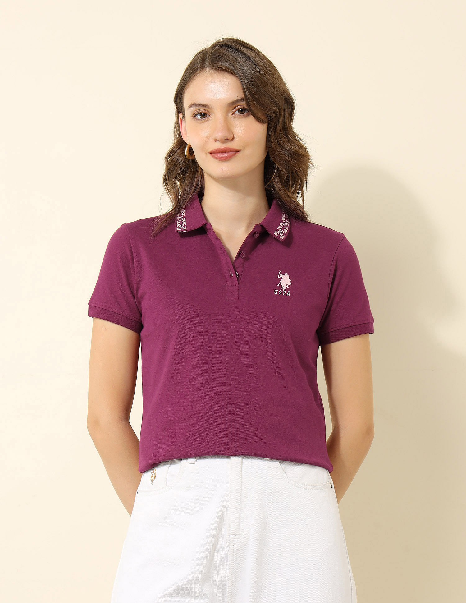 U.S. Polo Assn. Women Regular Fit Solid Polo Shirt