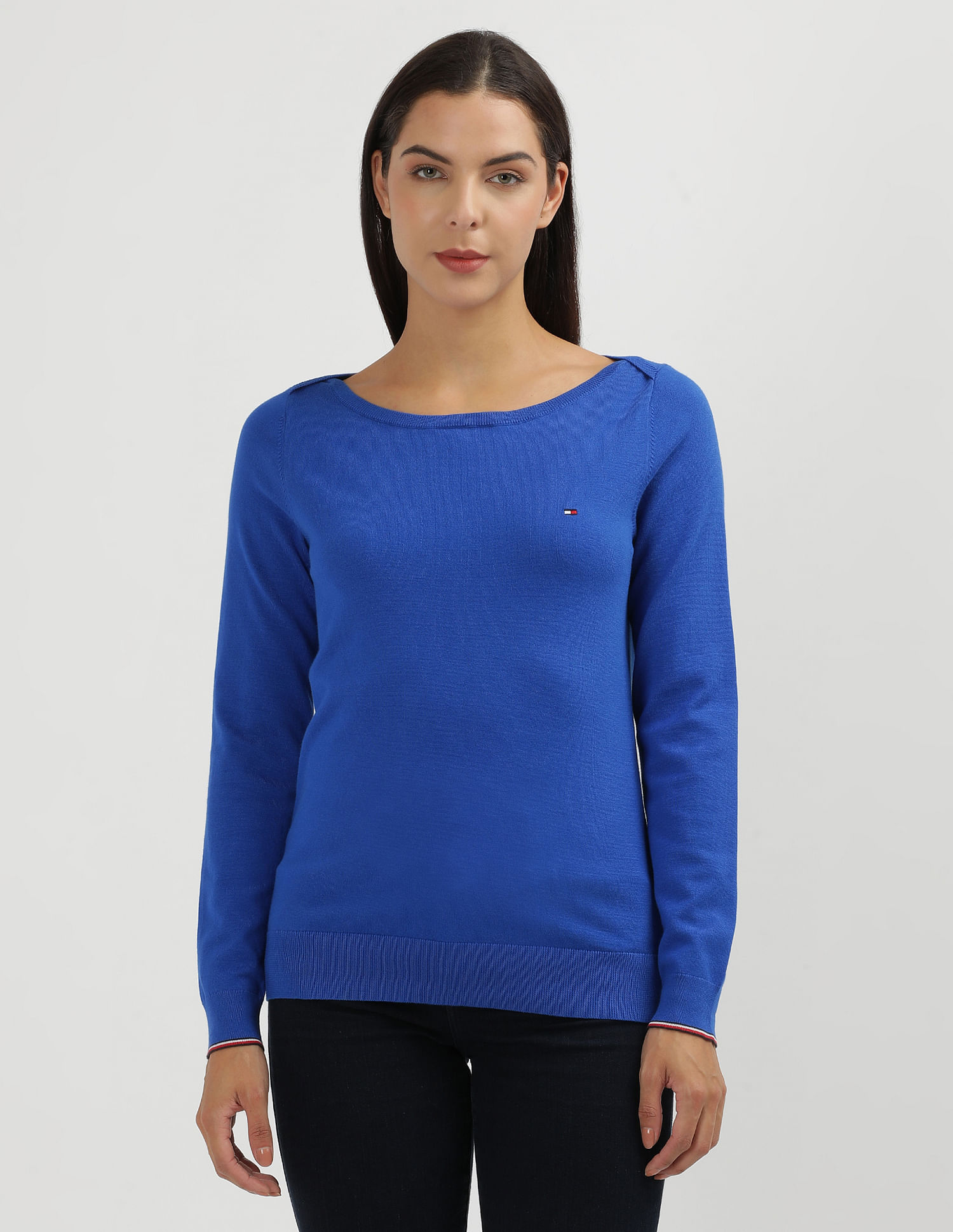 Tommy Hilfiger Boat Neck Solid Sweater