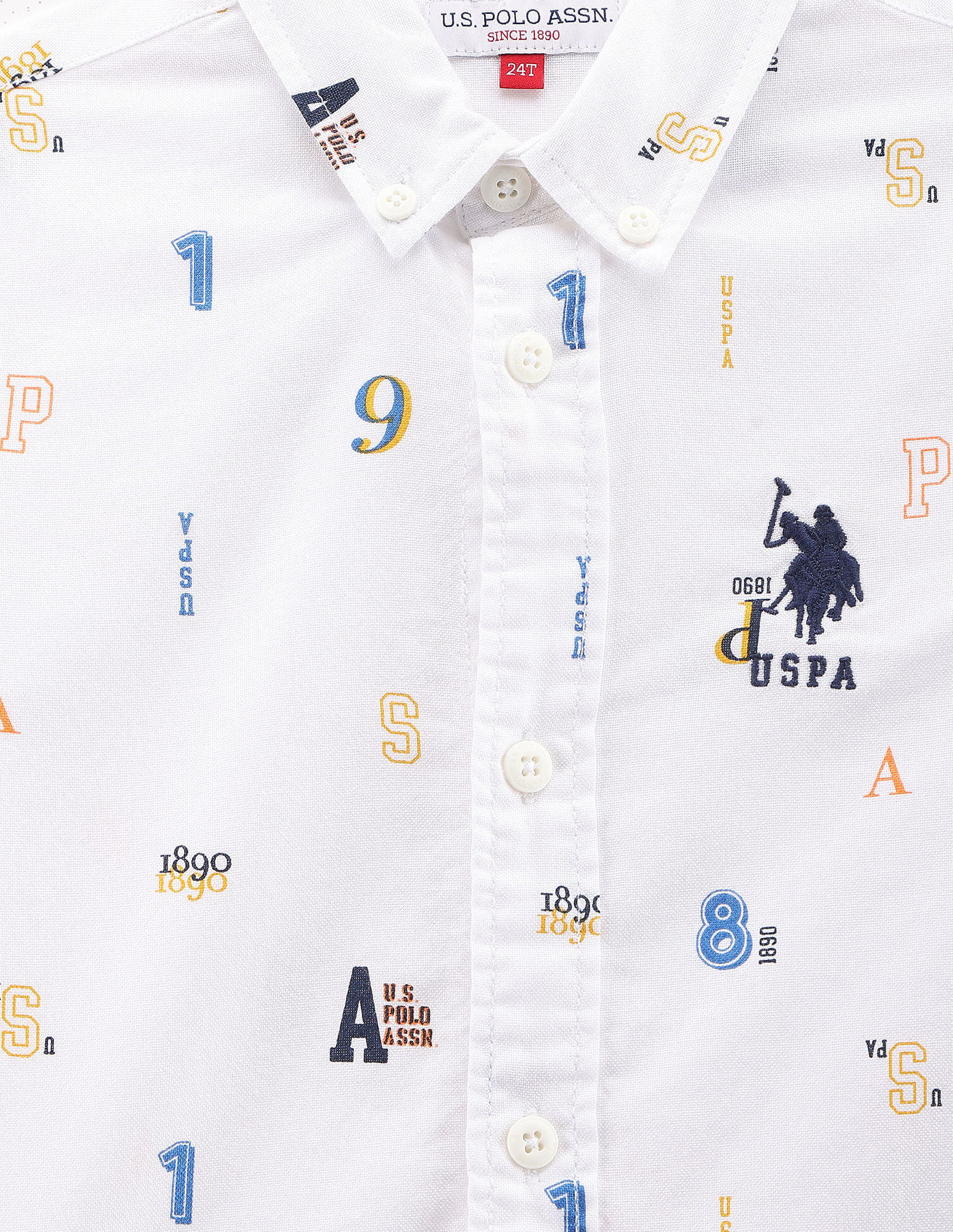 U.S. Polo Assn. Kids Boys Typography Print Dobby Cotton Shirt