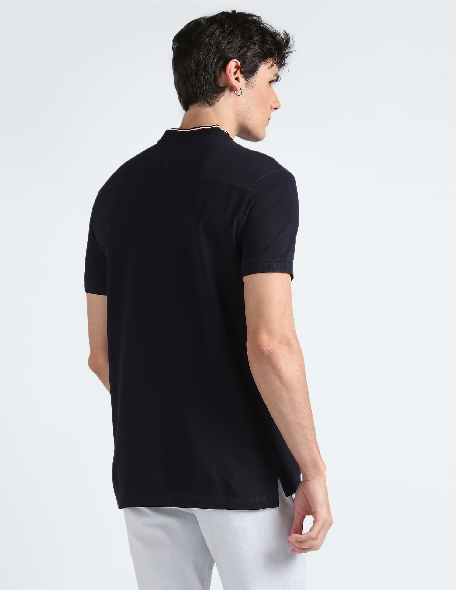 Tommy Hilfiger Signature Mandarin Collar Slim Polo Shirt