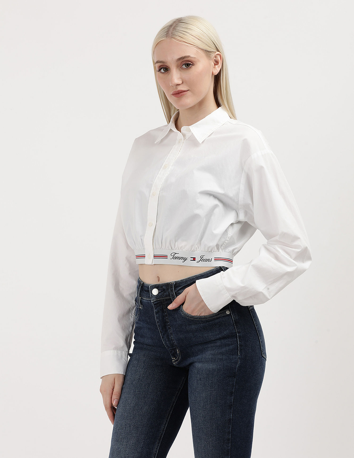 Tommy Hilfiger Crop Logo Taping Cotton Shirt
