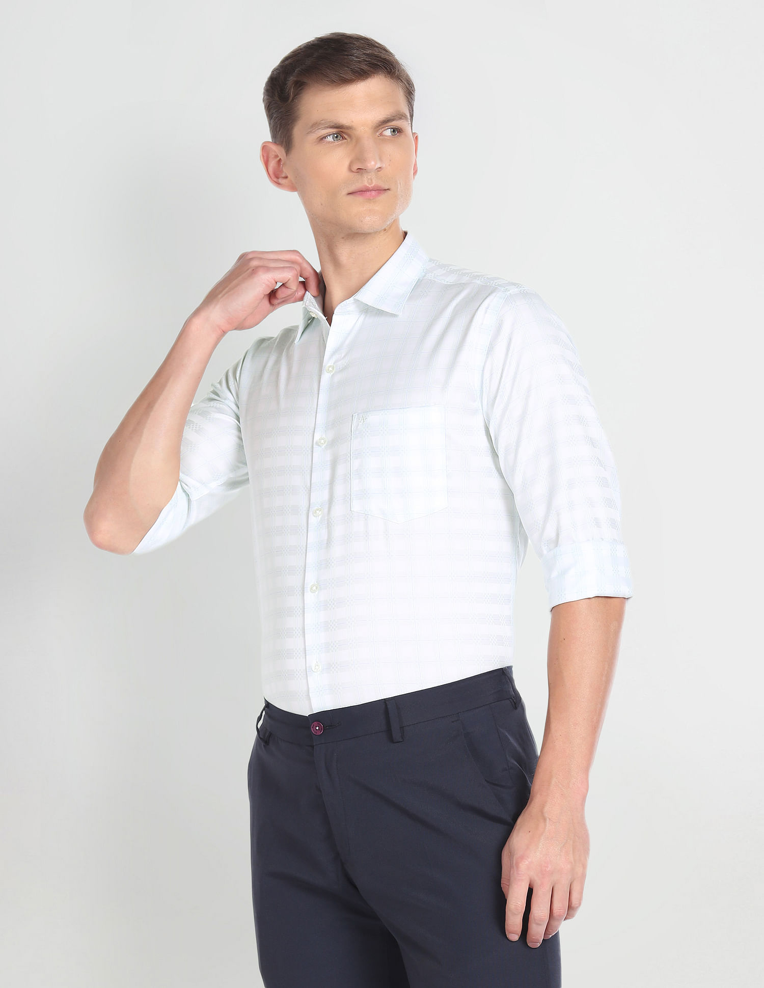 Arrow Tartan Check Slim Fit Auto Press Shirt