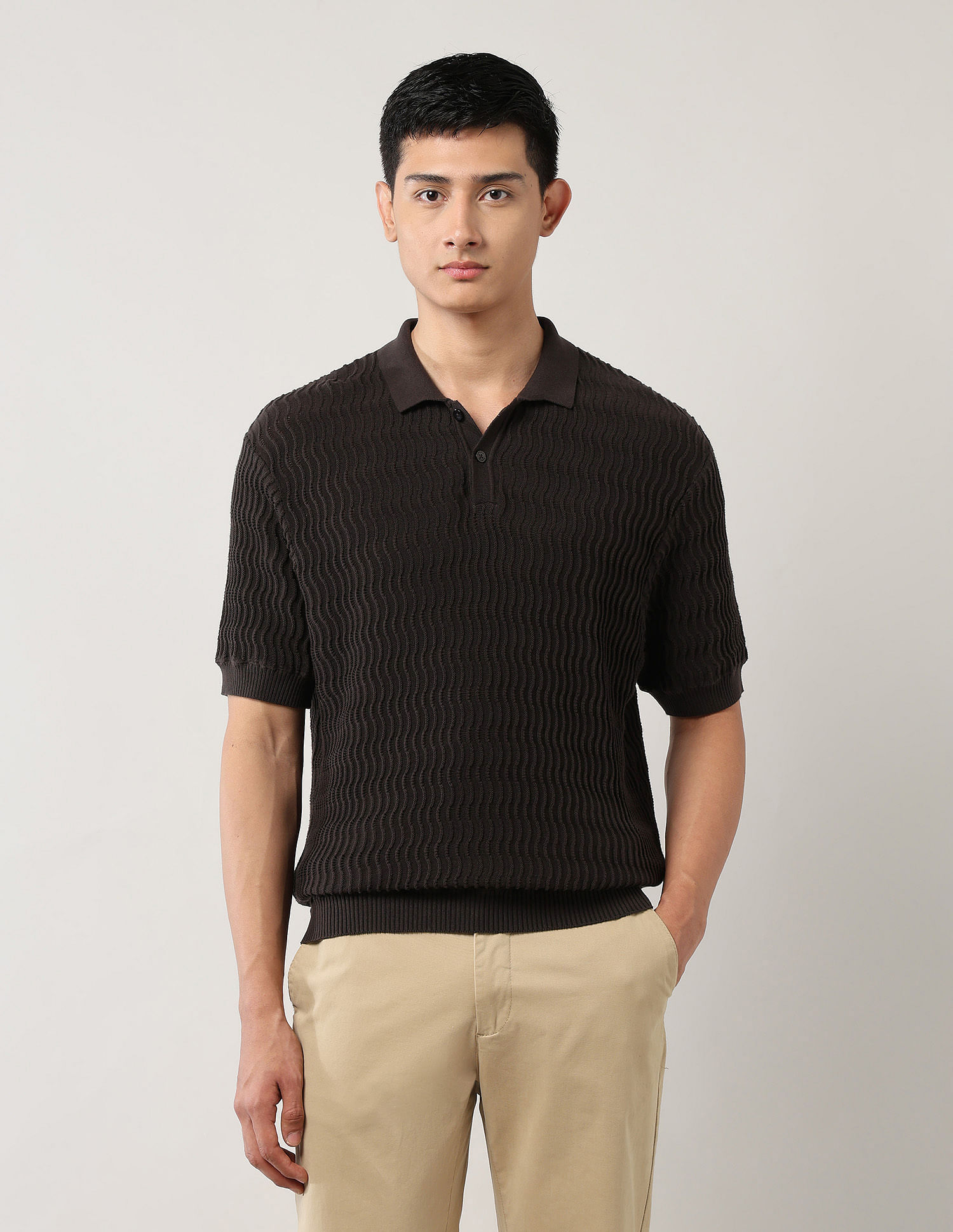Arrow Relaxed Fit Textured Polo Shirt