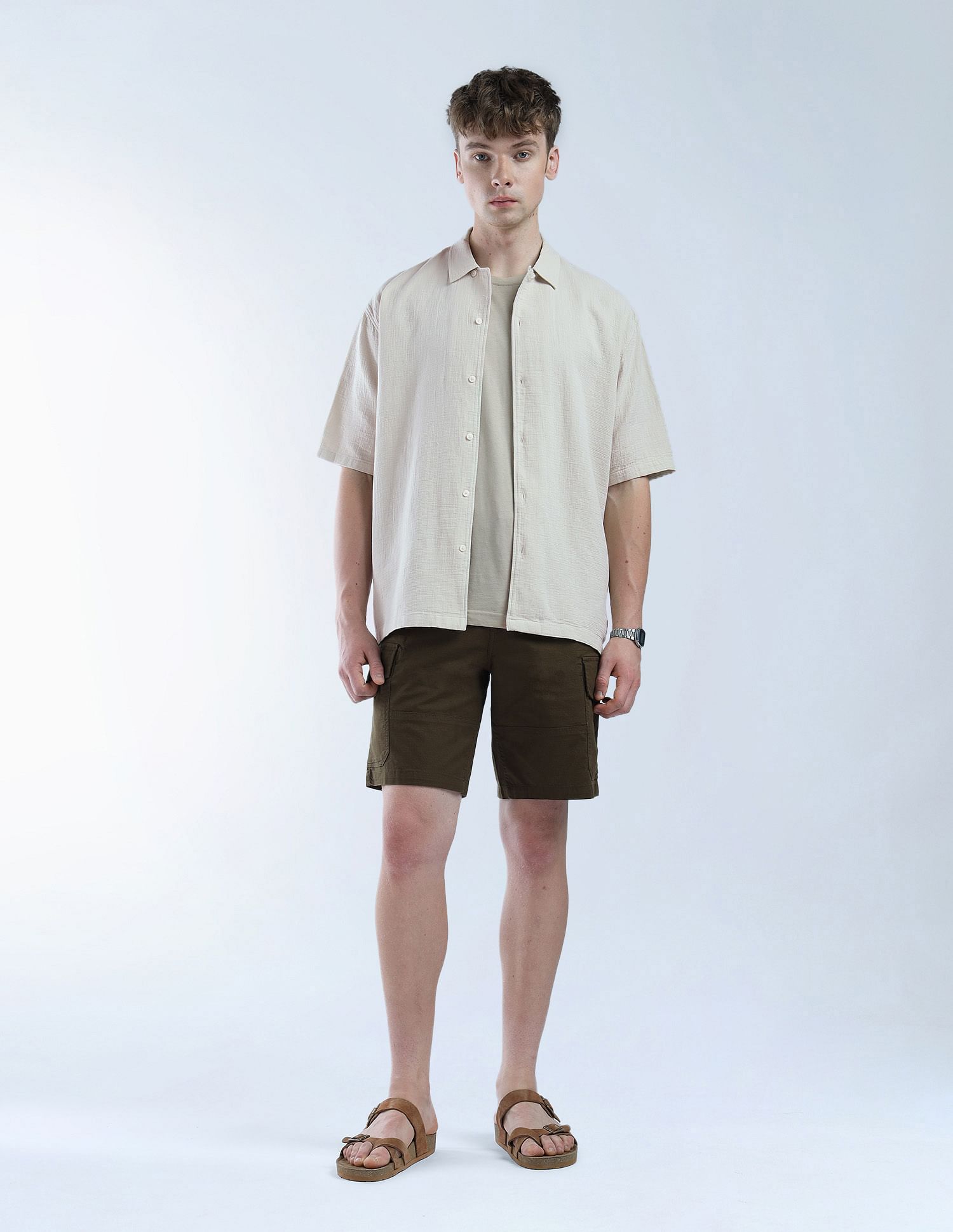 Flying Machine Textured Cotton Color Of Home Shirt