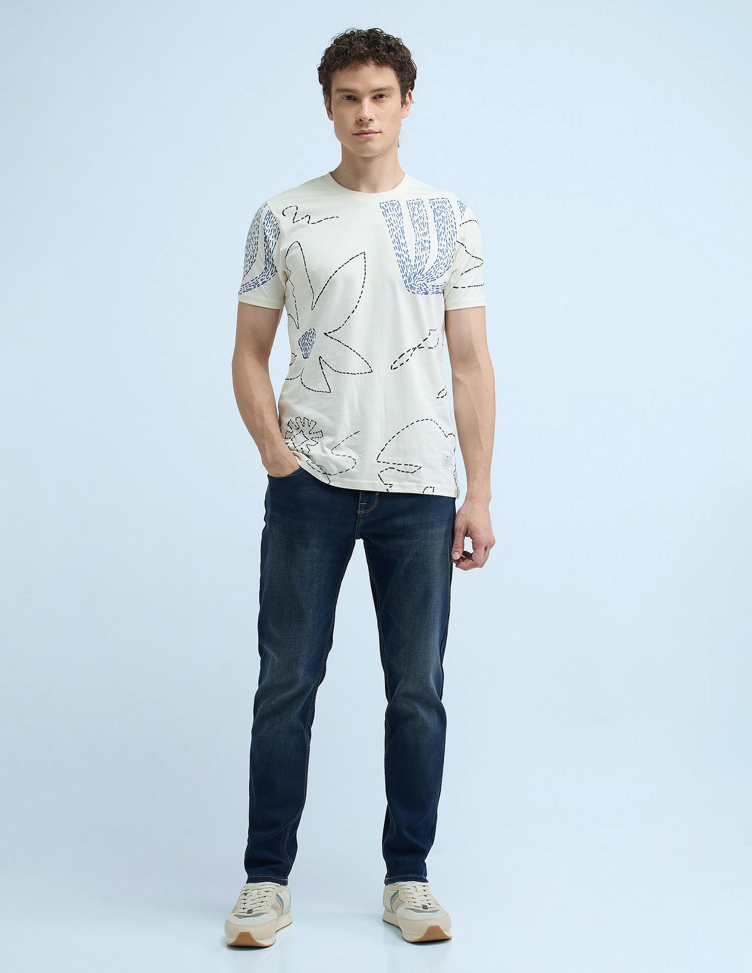 Flying Machine Slash Slim Tapered Washed Jeans