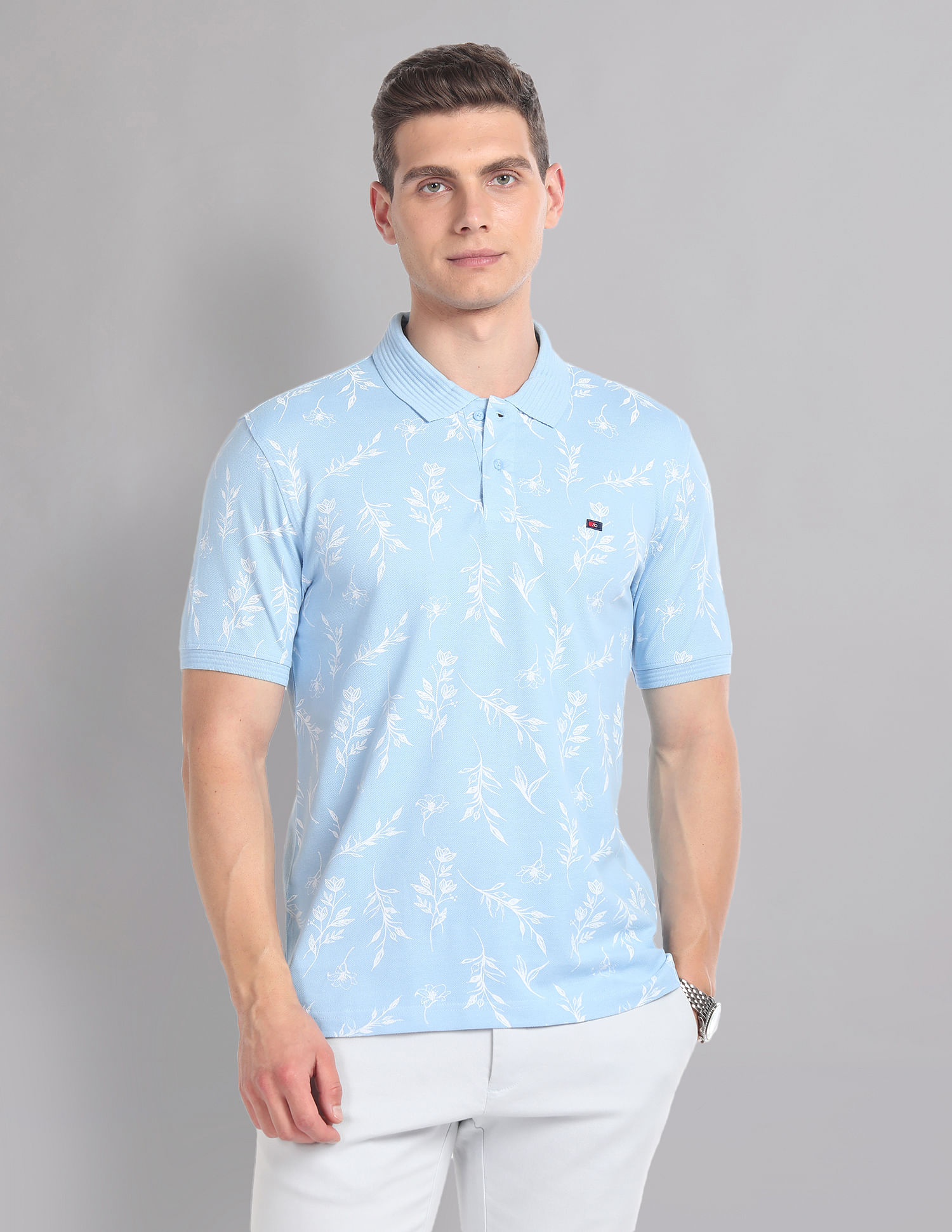 AD by Arvind Real Deal Tropical Print Polo Shirt
