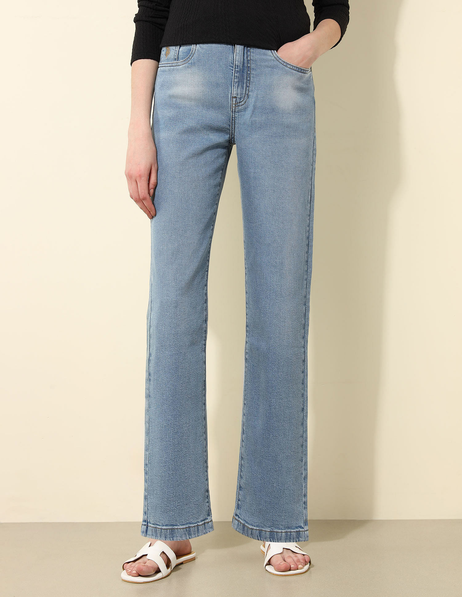 U.S. Polo Assn. Women High Rise Straight Fit Jeans