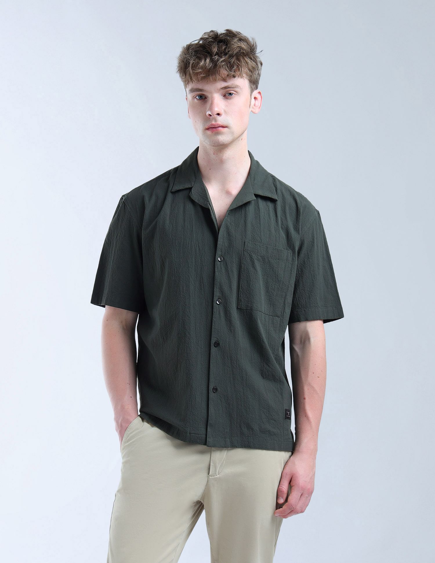 Flying Machine Textured Oversized Fit Digitopia Shirt