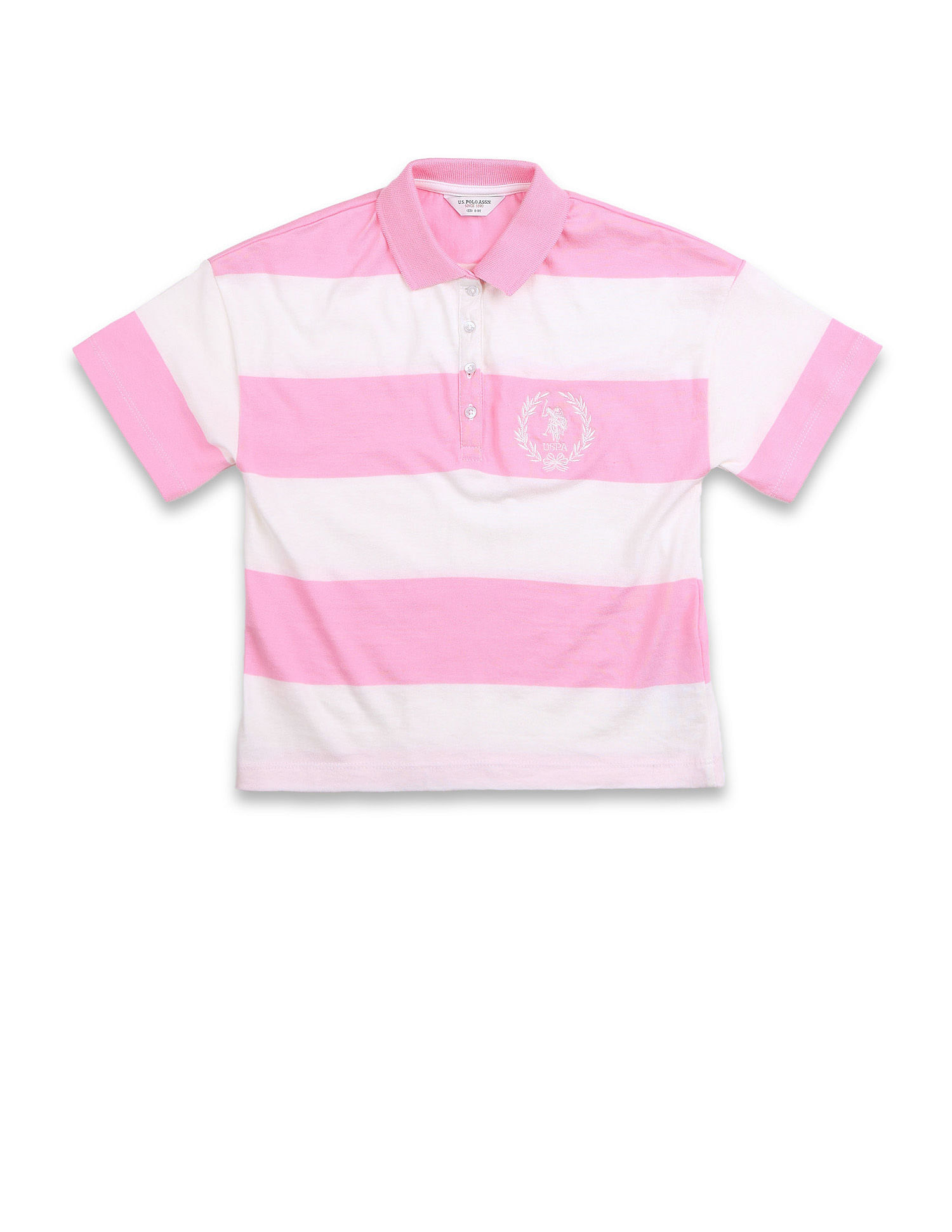 U.S. Polo Assn. Kids Girls Horizontal Striped Polo Shirt