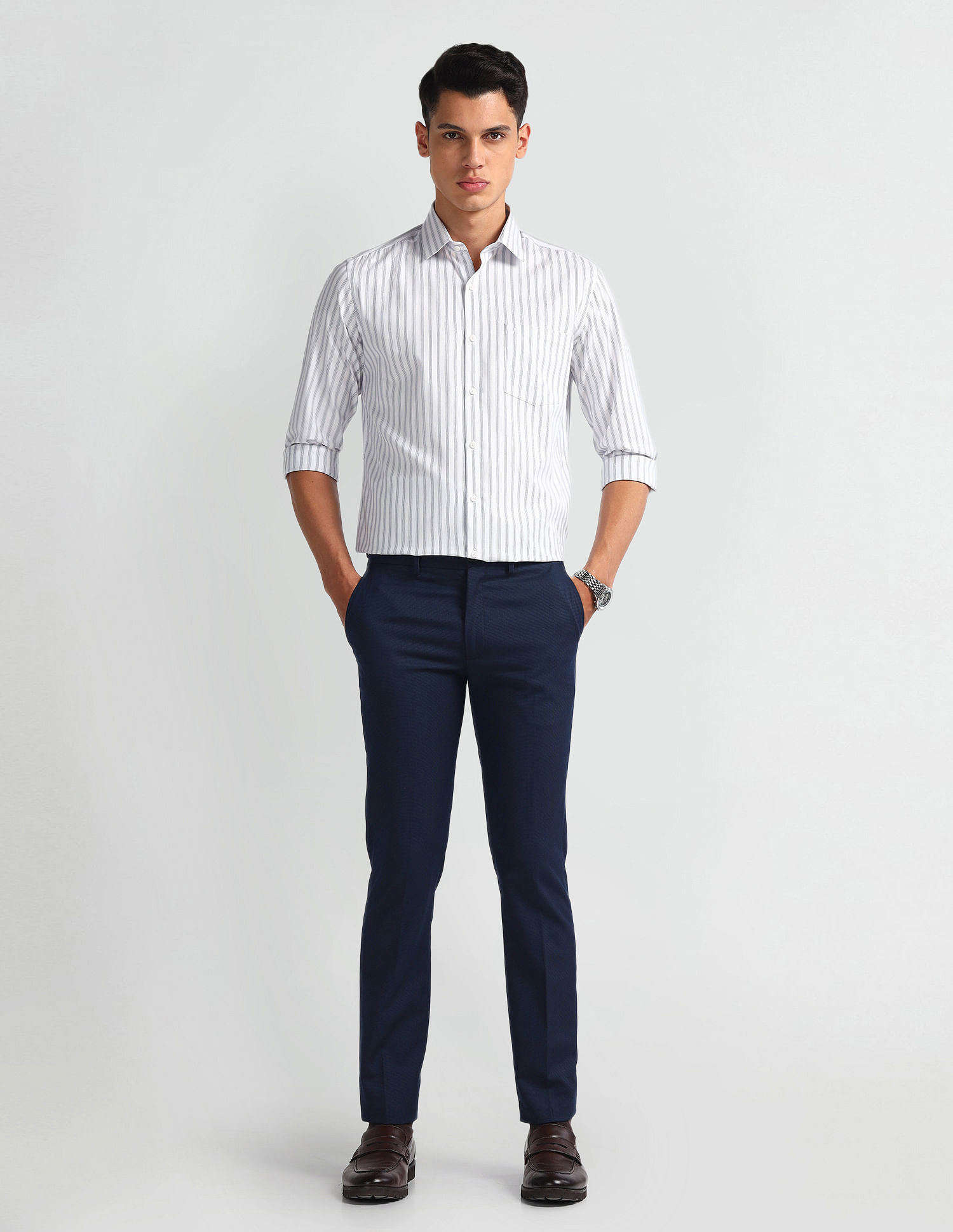 Arrow Vertical Stripe Cotton Shirt