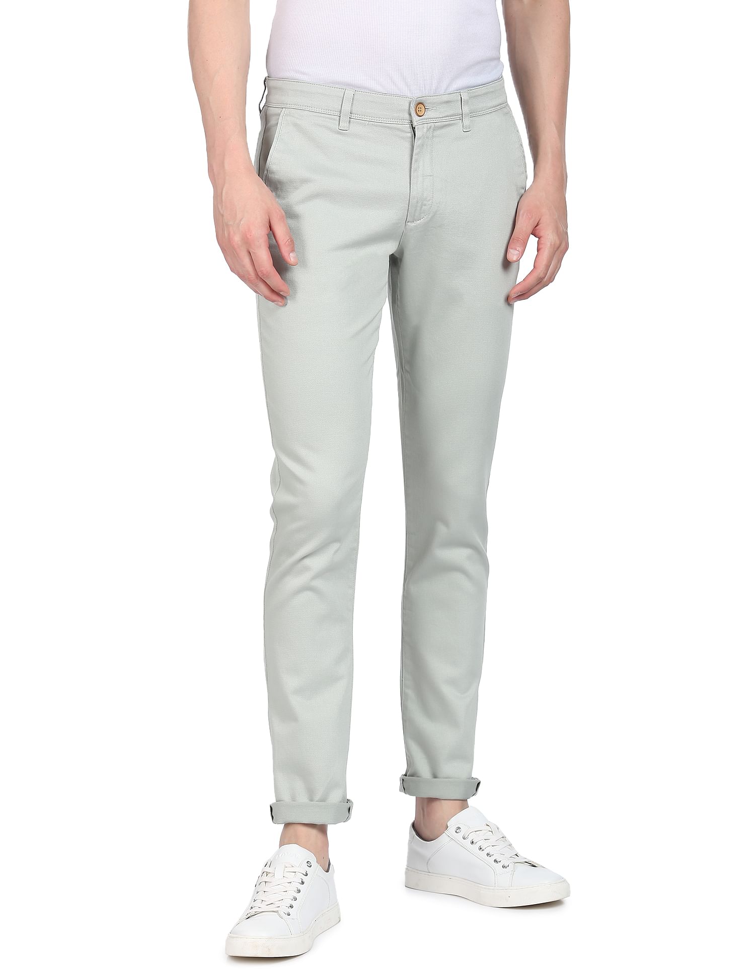 AD by Arvind Modern Slim Fit Smart Flex Chinos