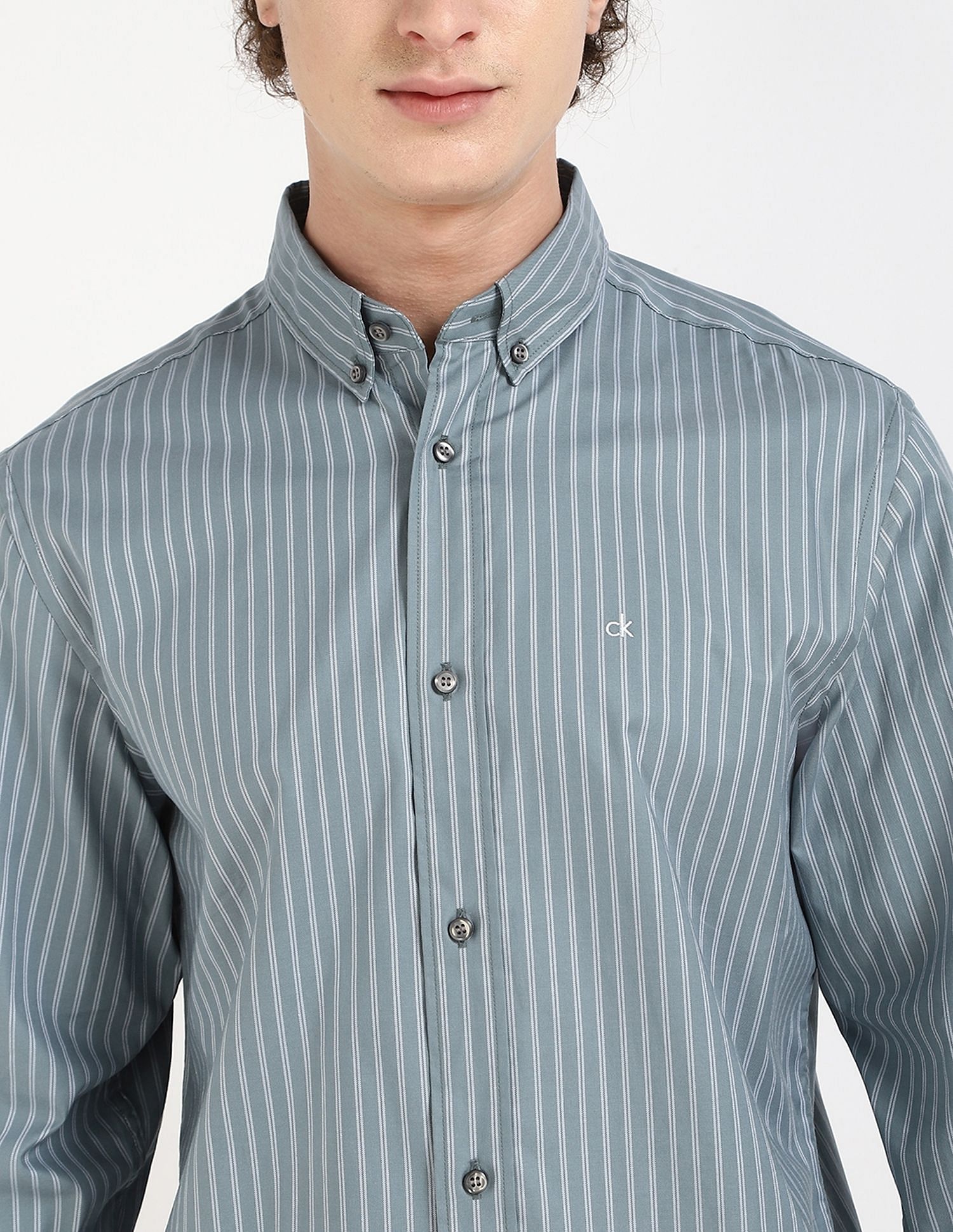 Calvin Klein Jeans Striped Regular-Fit Oxford Woven Shirt