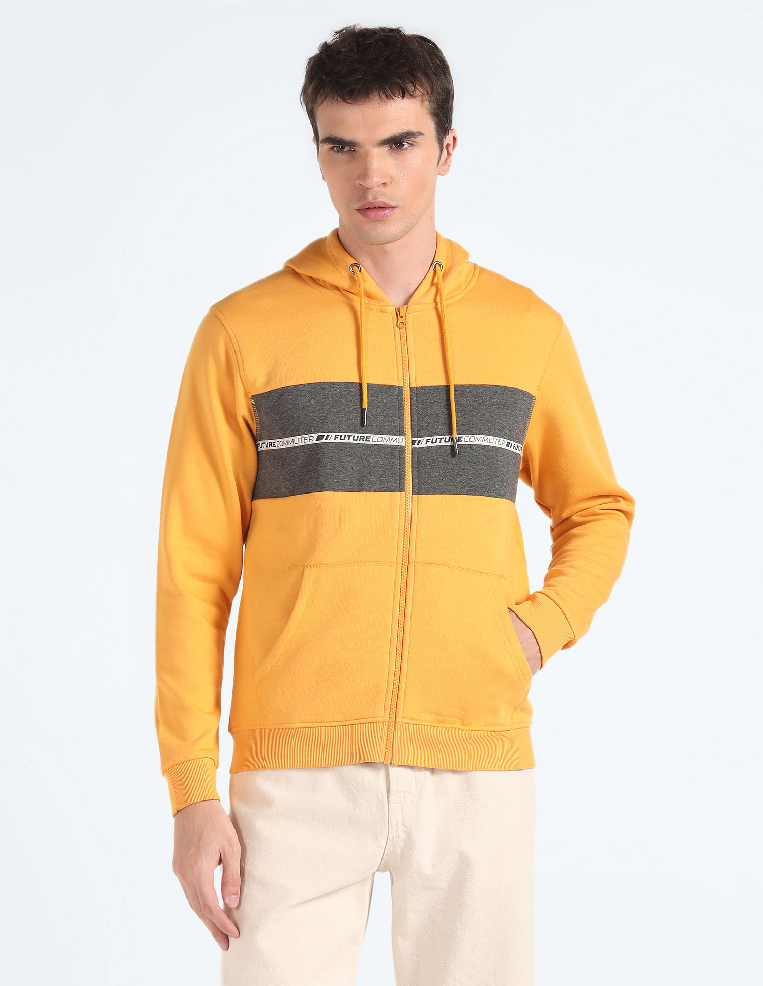 Flying Machine Hooded Zip Up Sweatshirt